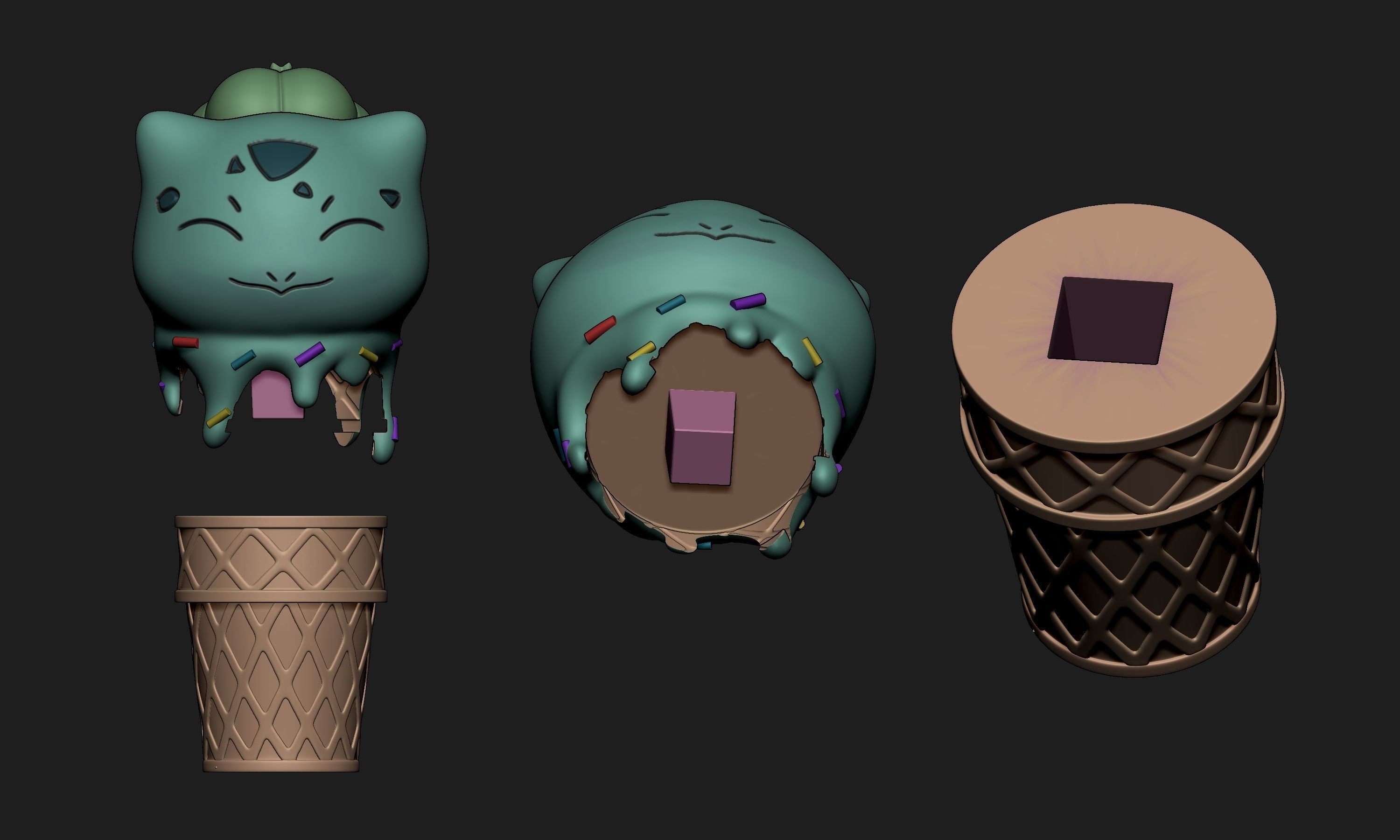 Pokemon Bulbasaur Ice Cream free 3D model 3D printable CGTrader