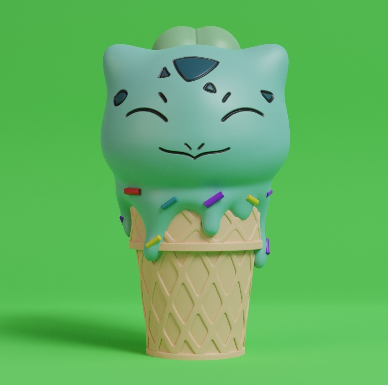 Pokemon Bulbasaur Ice Cream free 3D model 3D printable CGTrader