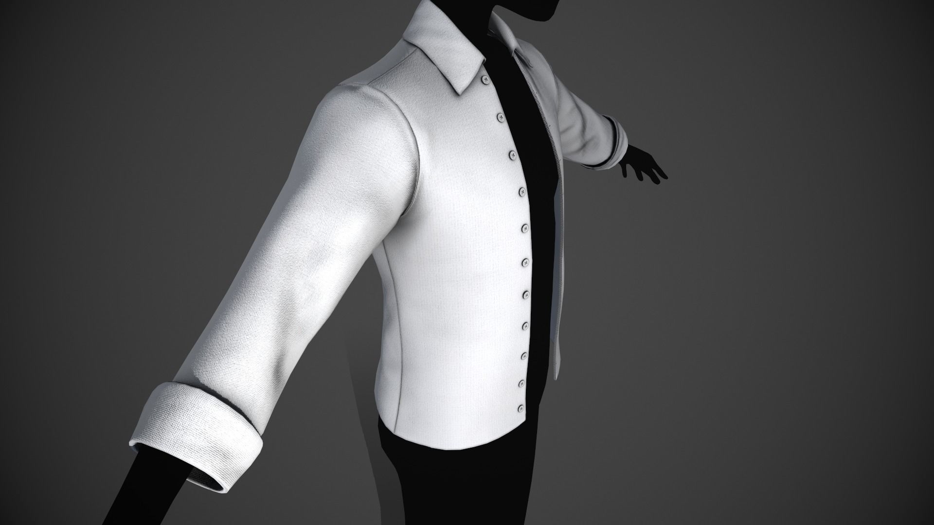 3d Model White Open Front Shirt Style 1 Vr Ar Low Poly Cgtrader 