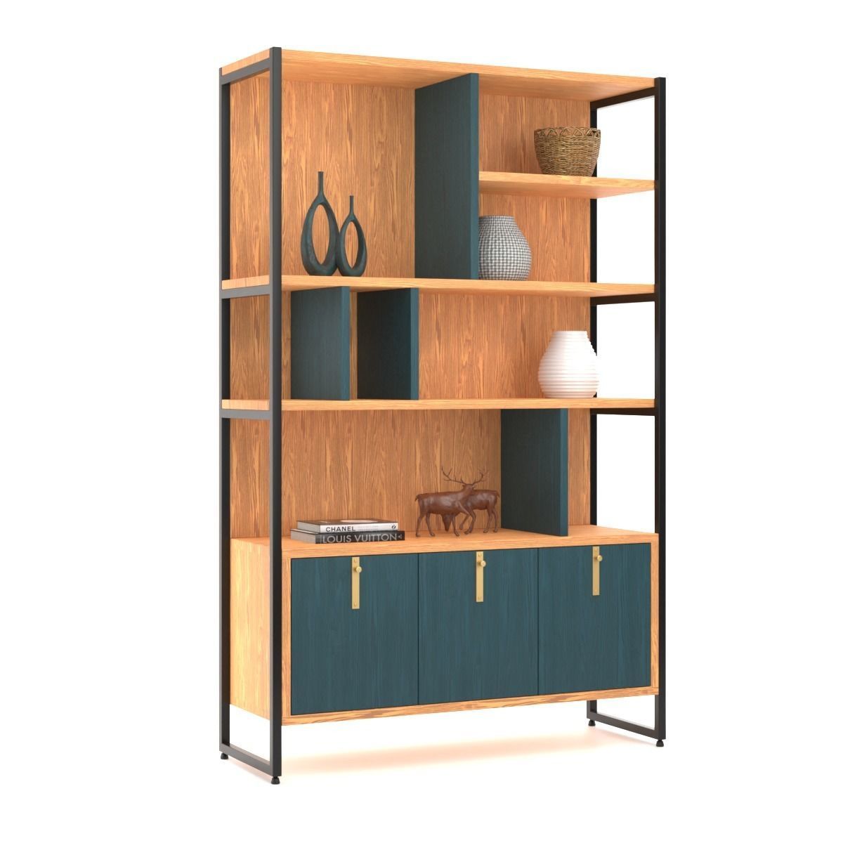 Oak Shelving Unit 3D model CGTrader