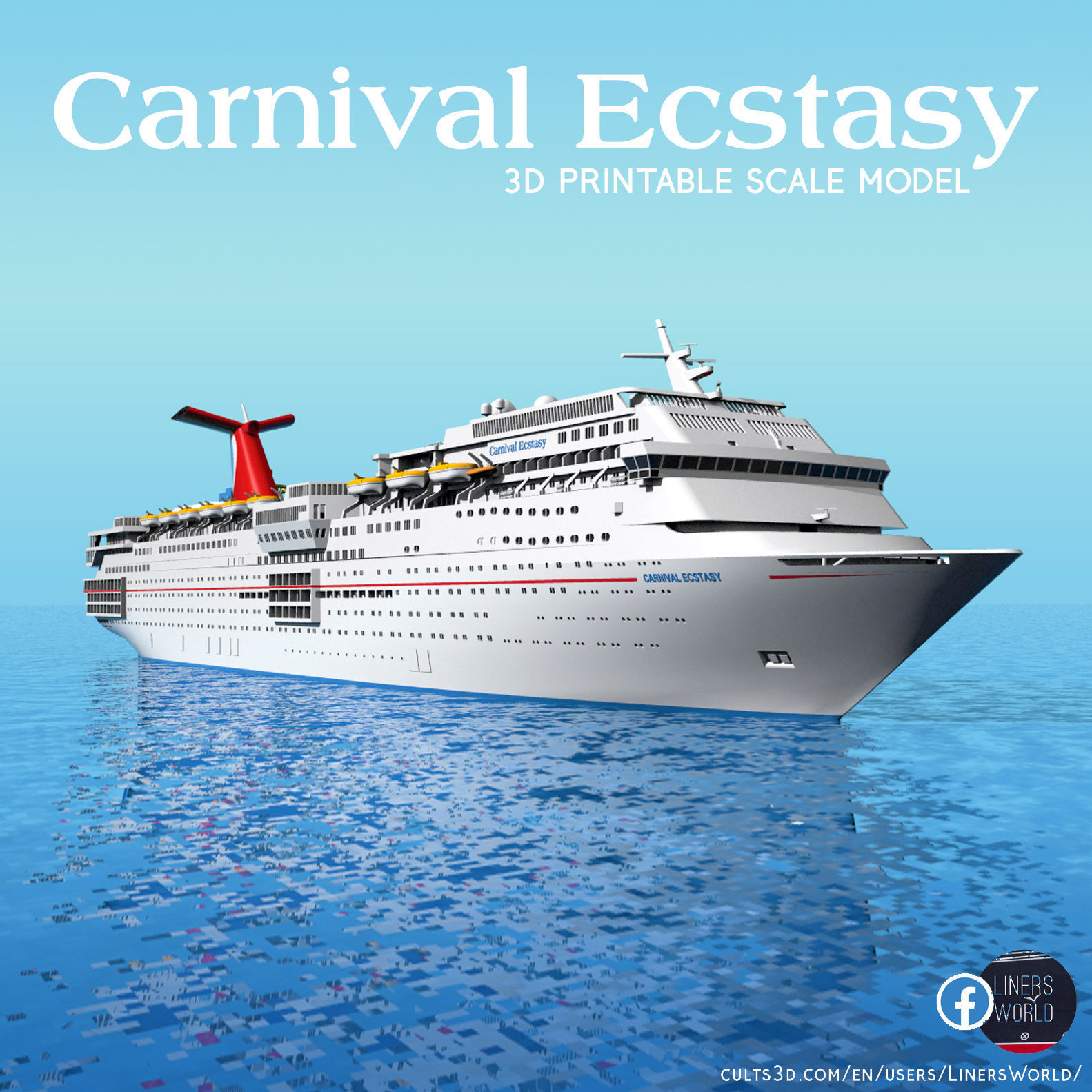CARNIVAL ECSTASY cruise ship 3d printable model 3D model 3D printable ...