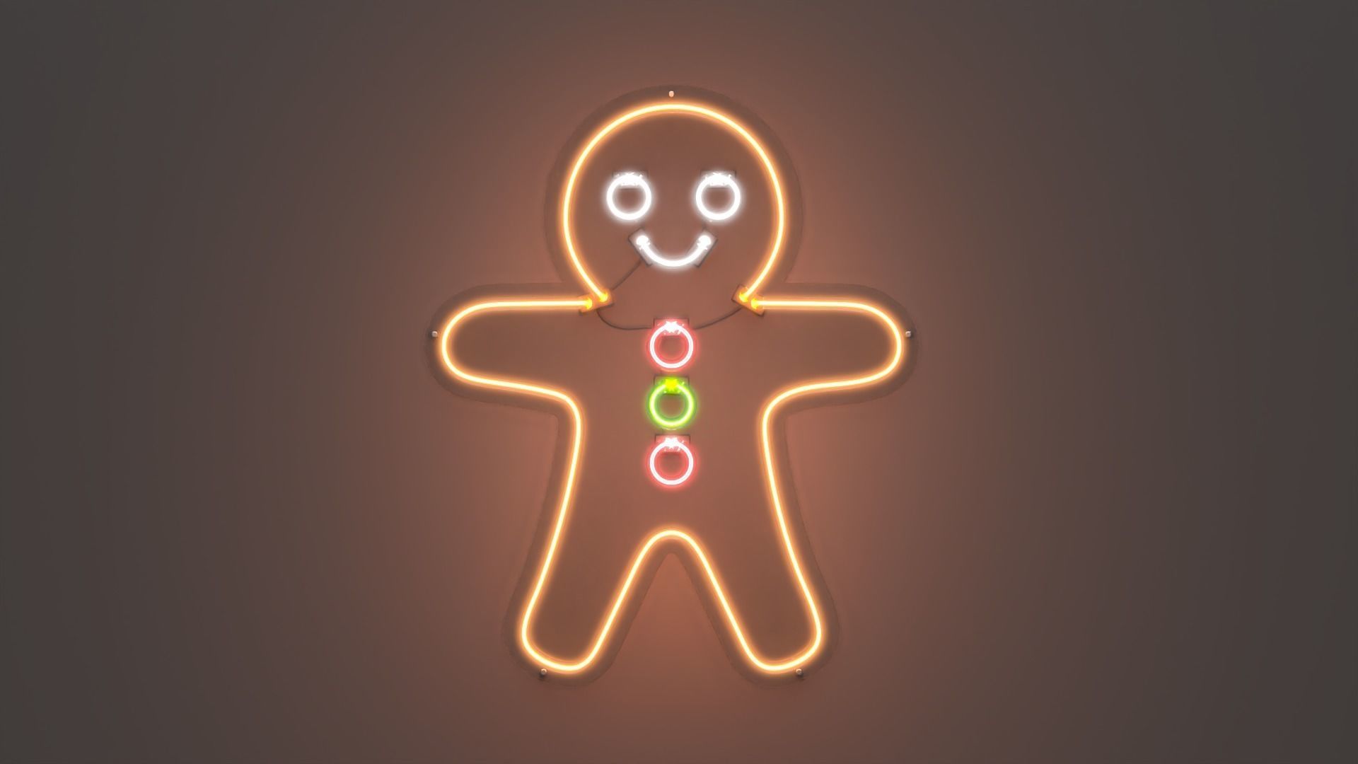 Gingerbread Man Neon Sign 3D model CGTrader