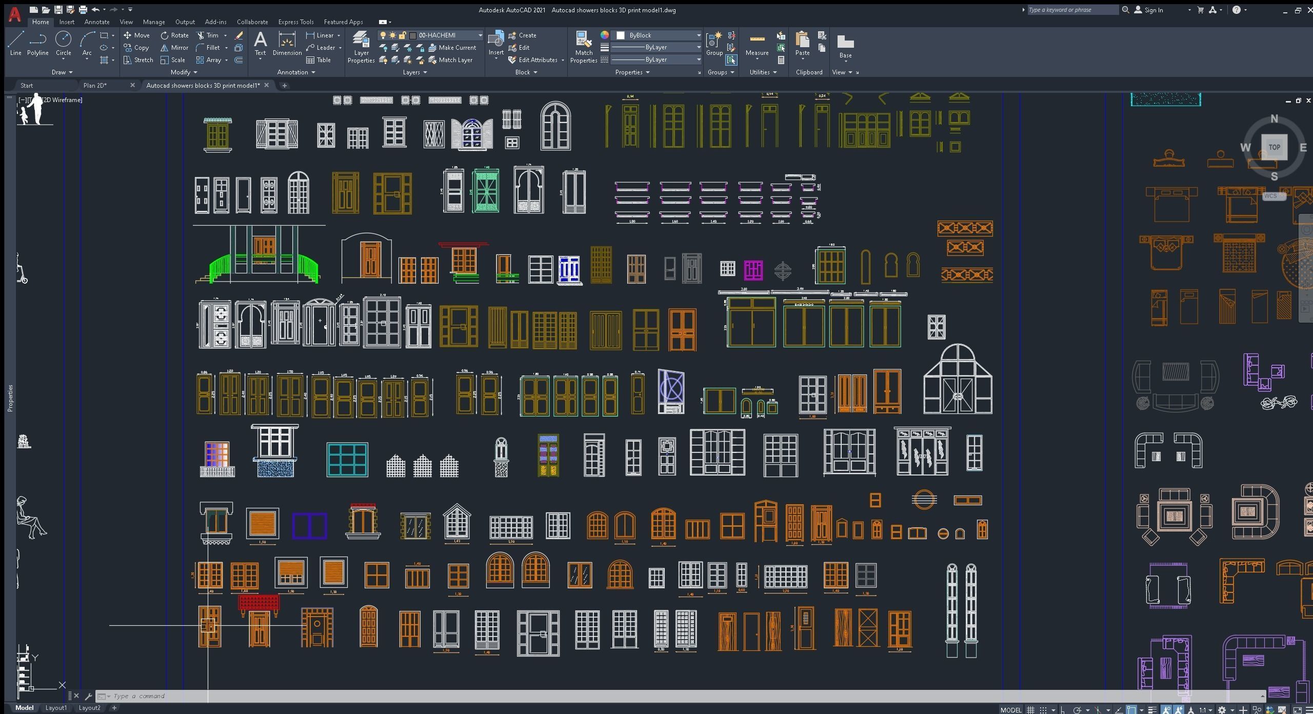 Autocad blocks library model 2D 3D model CGTrader