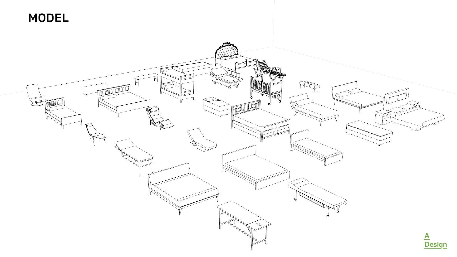 Beds Pack of revit families 3D model CGTrader