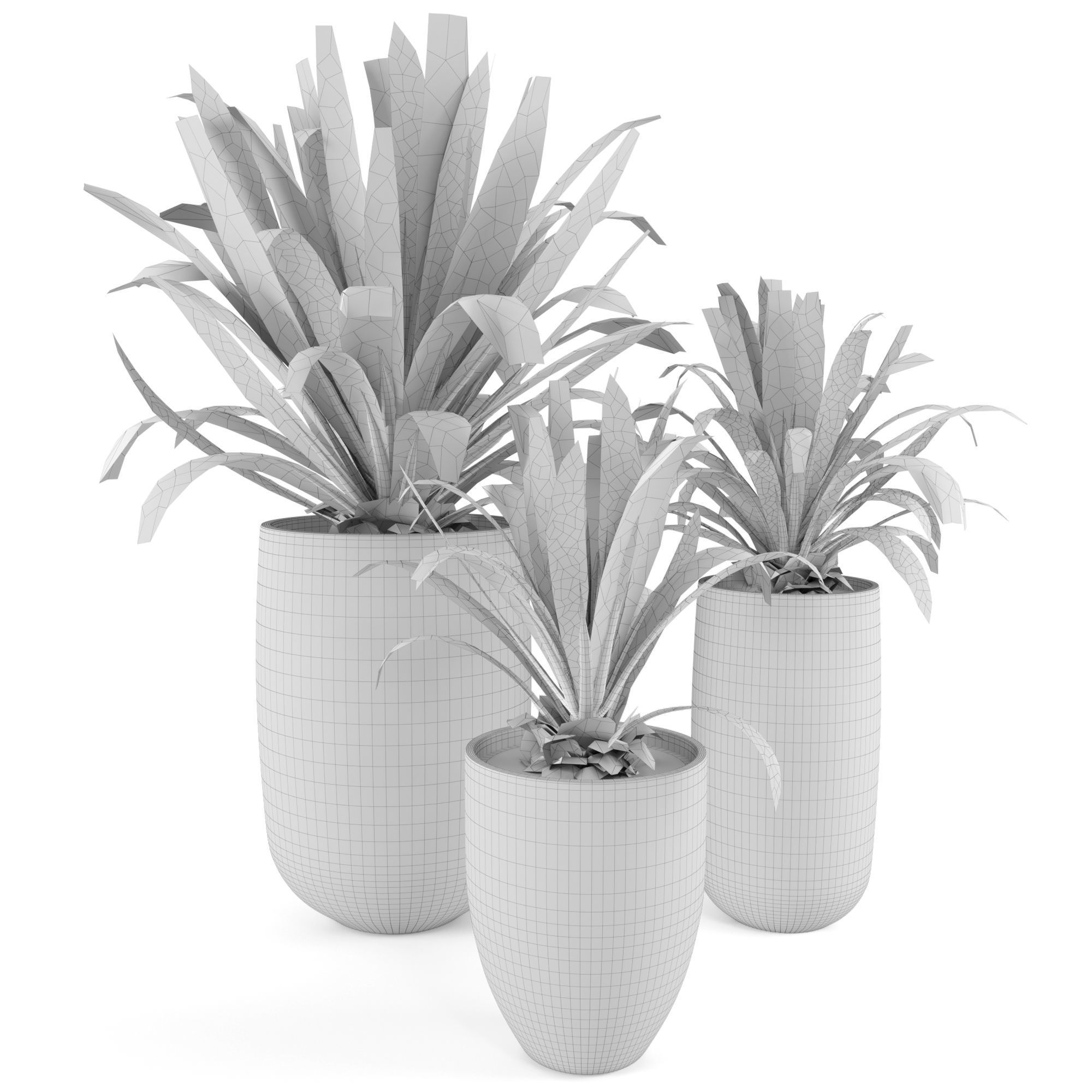 Indoor Plants in Concrete Pots Set 36 3D model CGTrader