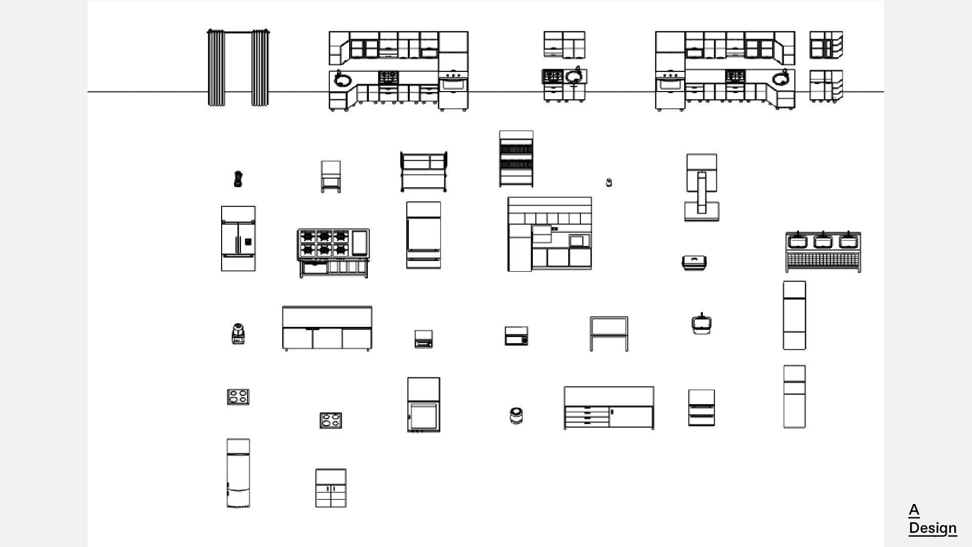 Kitchens Pack of revit families 3D model CGTrader