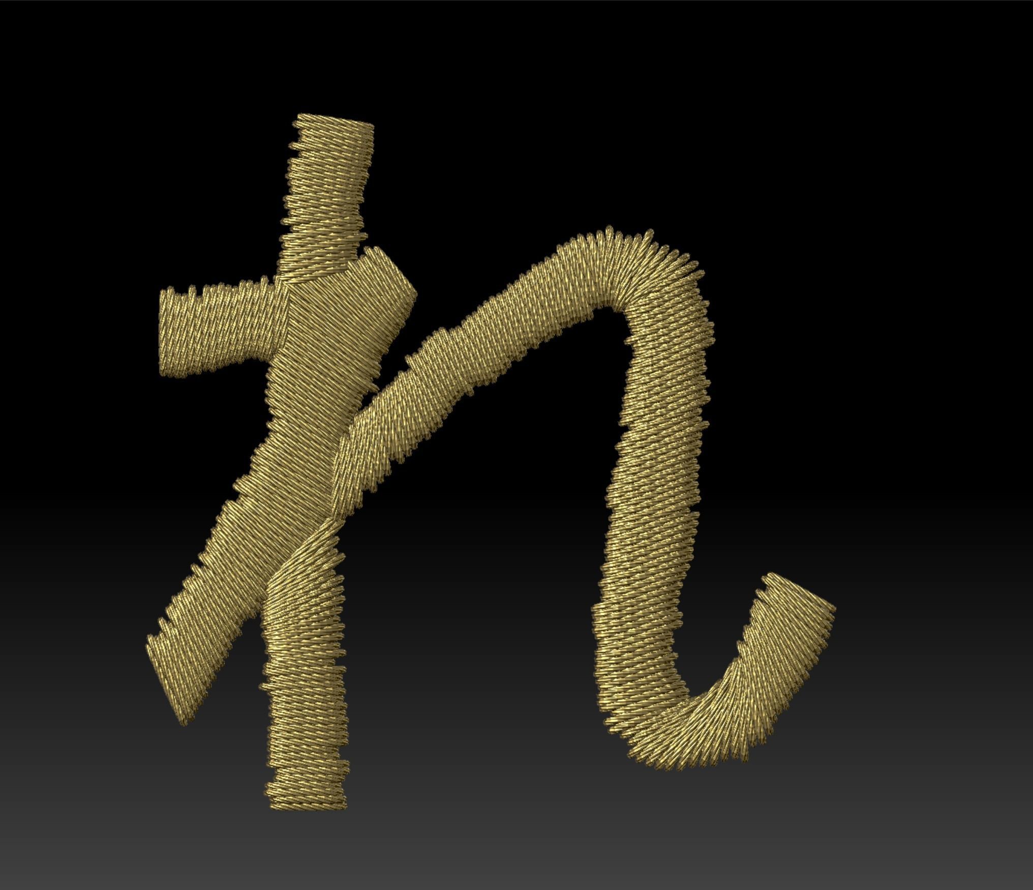 EmbroideryCG Font Japan Hiragana01A Zbrush IMM Brush 3D model CGTrader