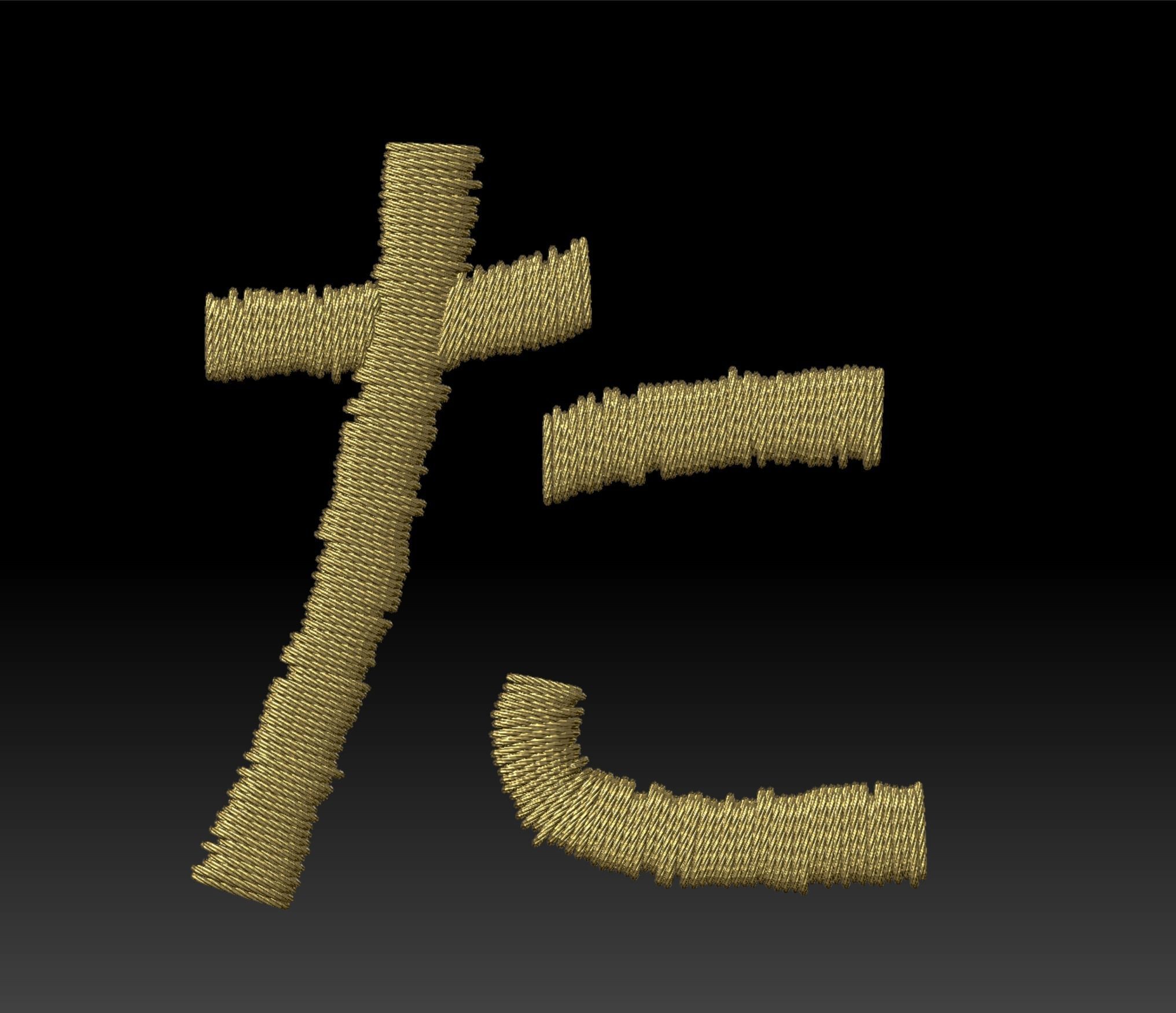 EmbroideryCG Font Japan Hiragana01A Zbrush IMM Brush 3D model CGTrader