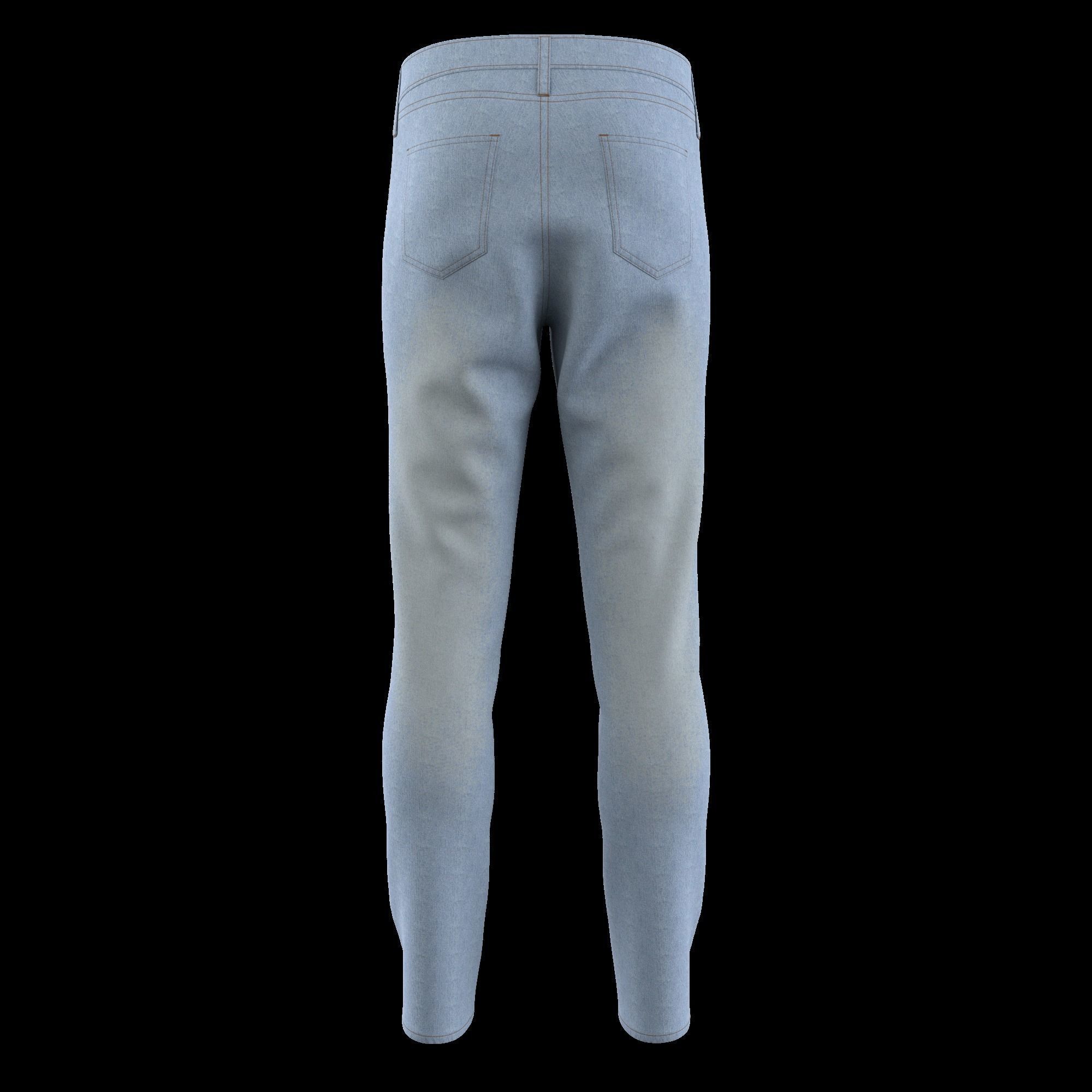Men Denim Pant Light Blue 3D model CGTrader