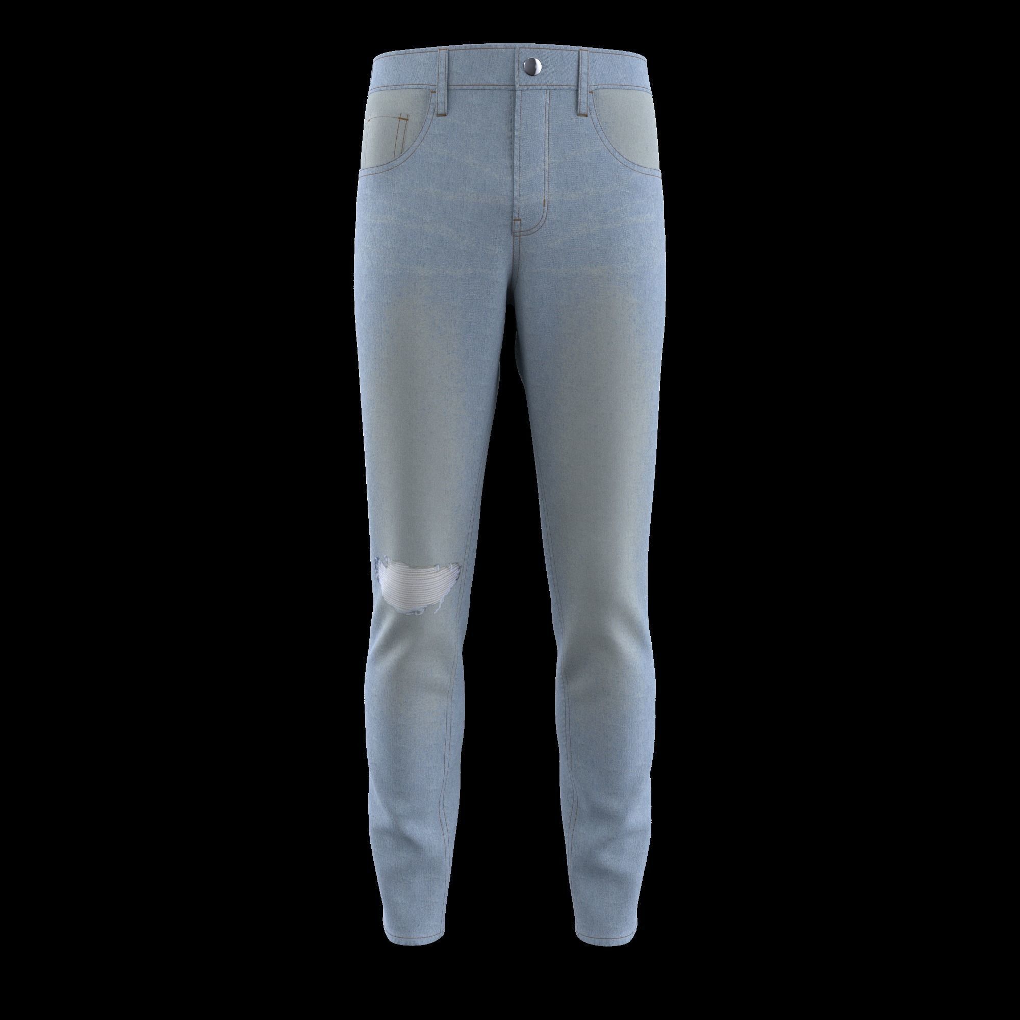 Men Denim Pant Light Blue 3D model CGTrader