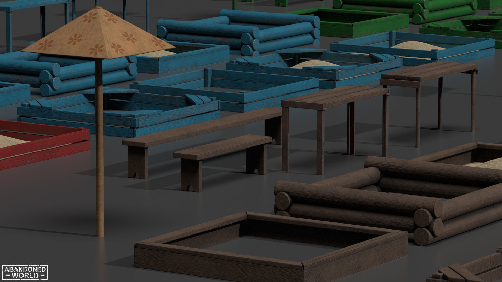 3D model Sandbox Set For Playground VR / AR / low-poly | CGTrader