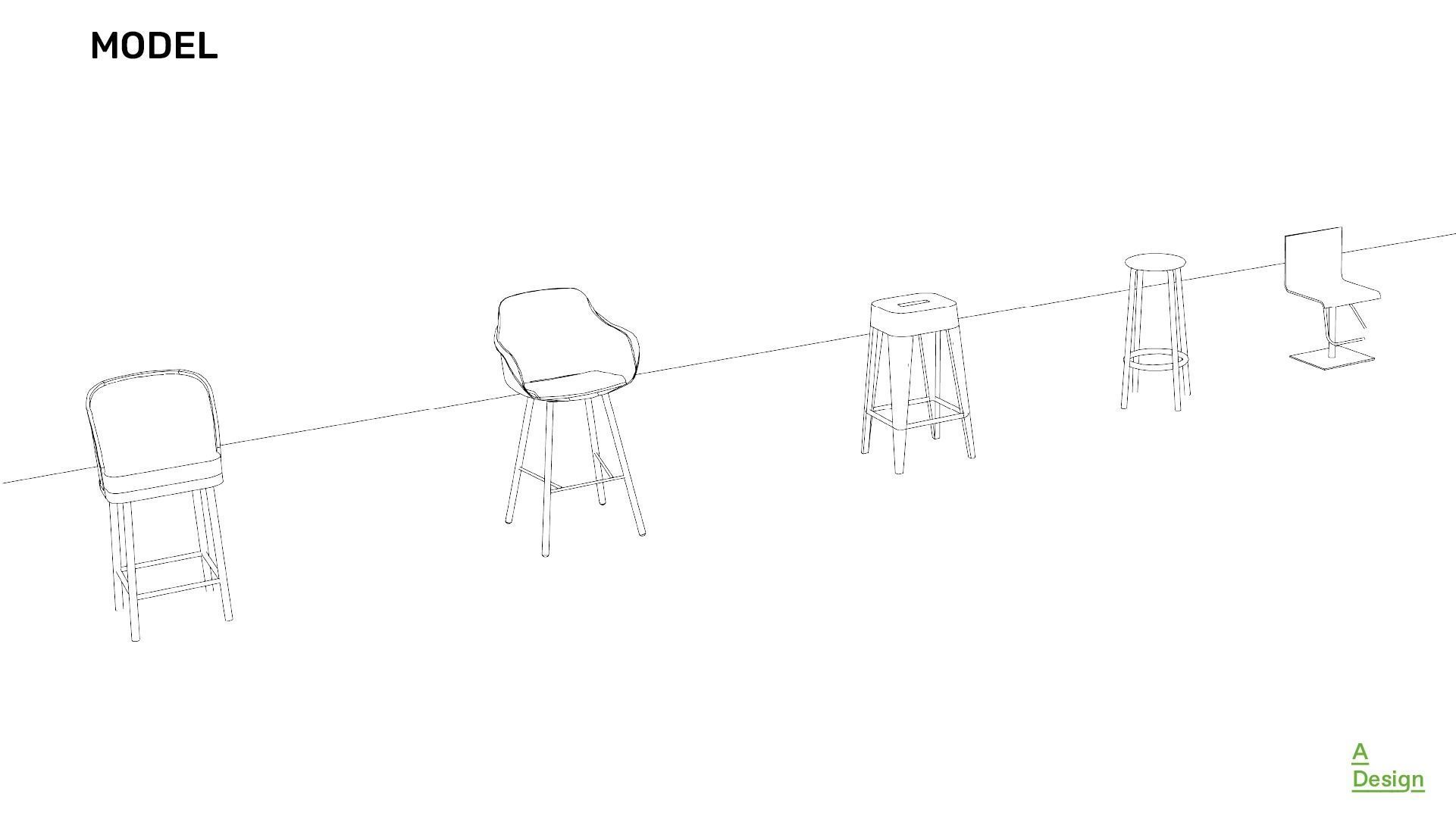 Bar stools Pack of revit families 3D model CGTrader