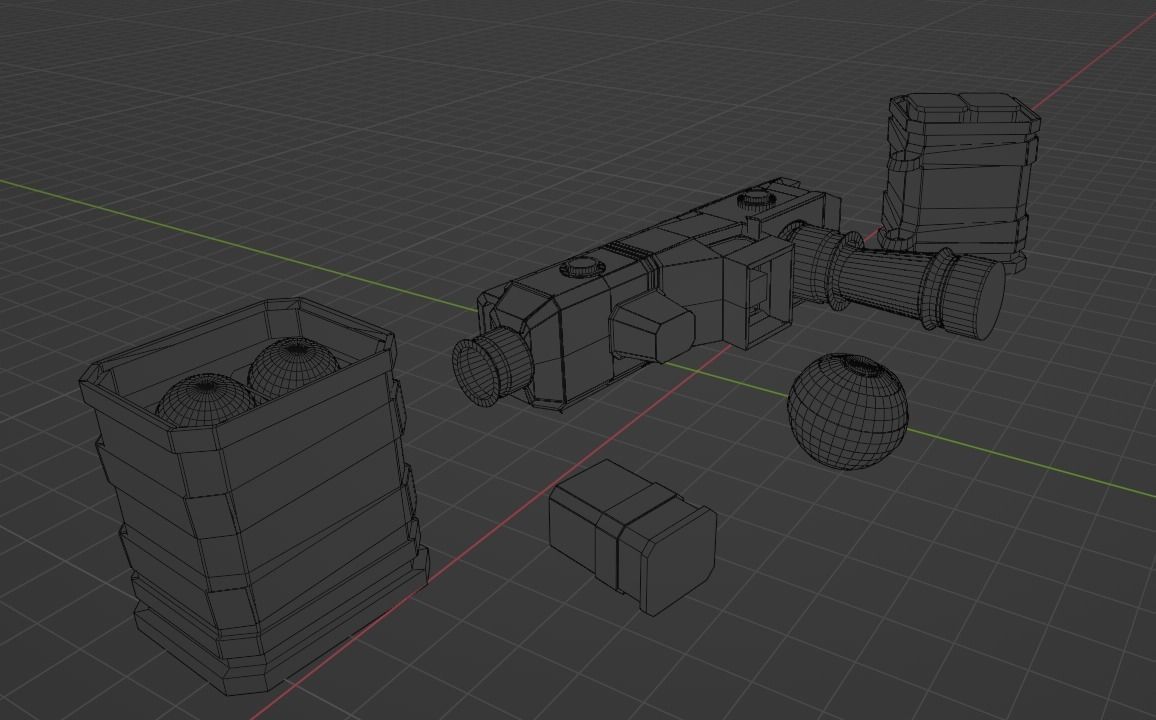 3D model Retro Sci fi blaster grenade ammo box props pack Low poly PBR ...