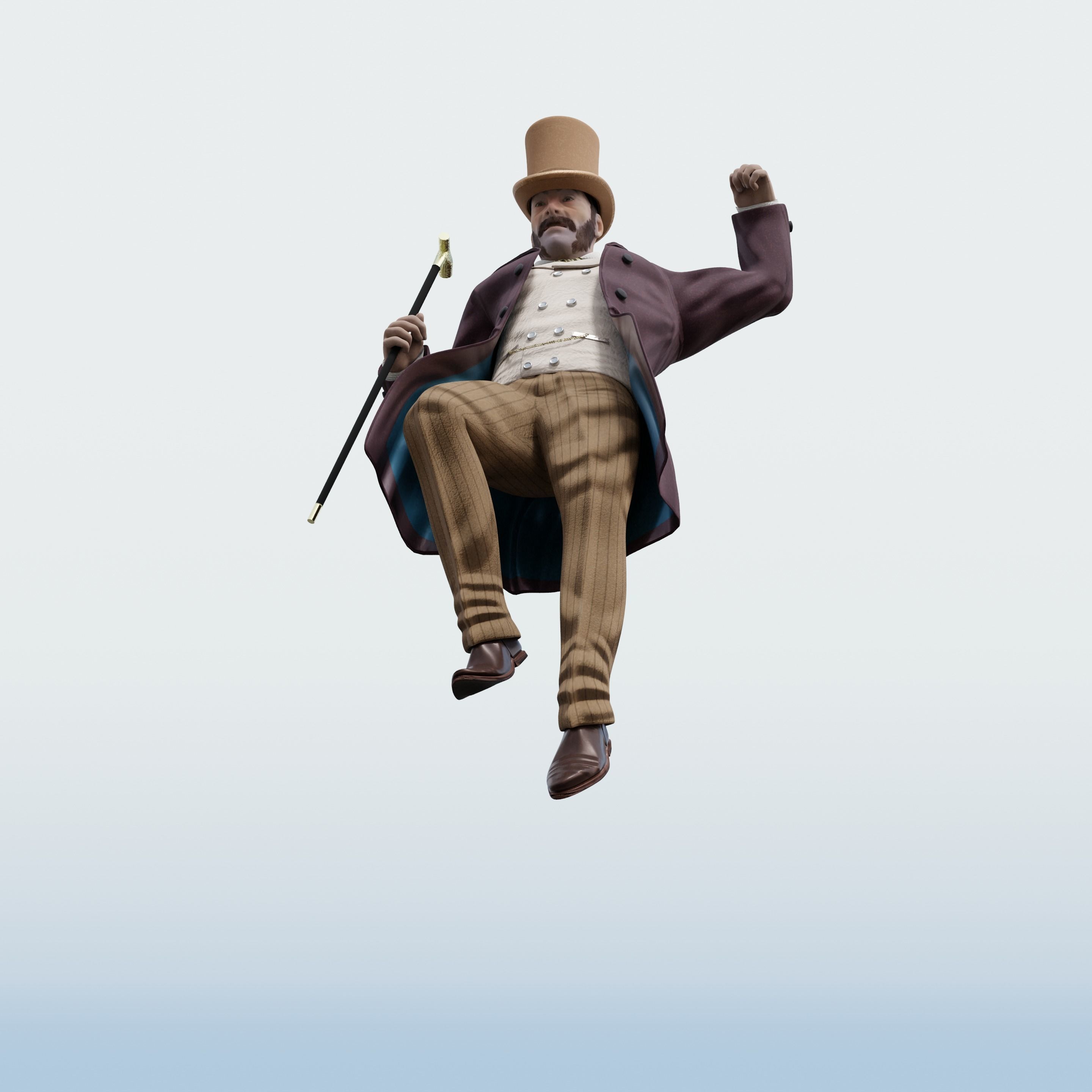 3D model BLENDER Victorian Gent Rigged one model 2 versions VR
