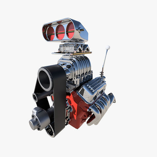 Cartoon V8 HotRod engine 3D model | CGTrader