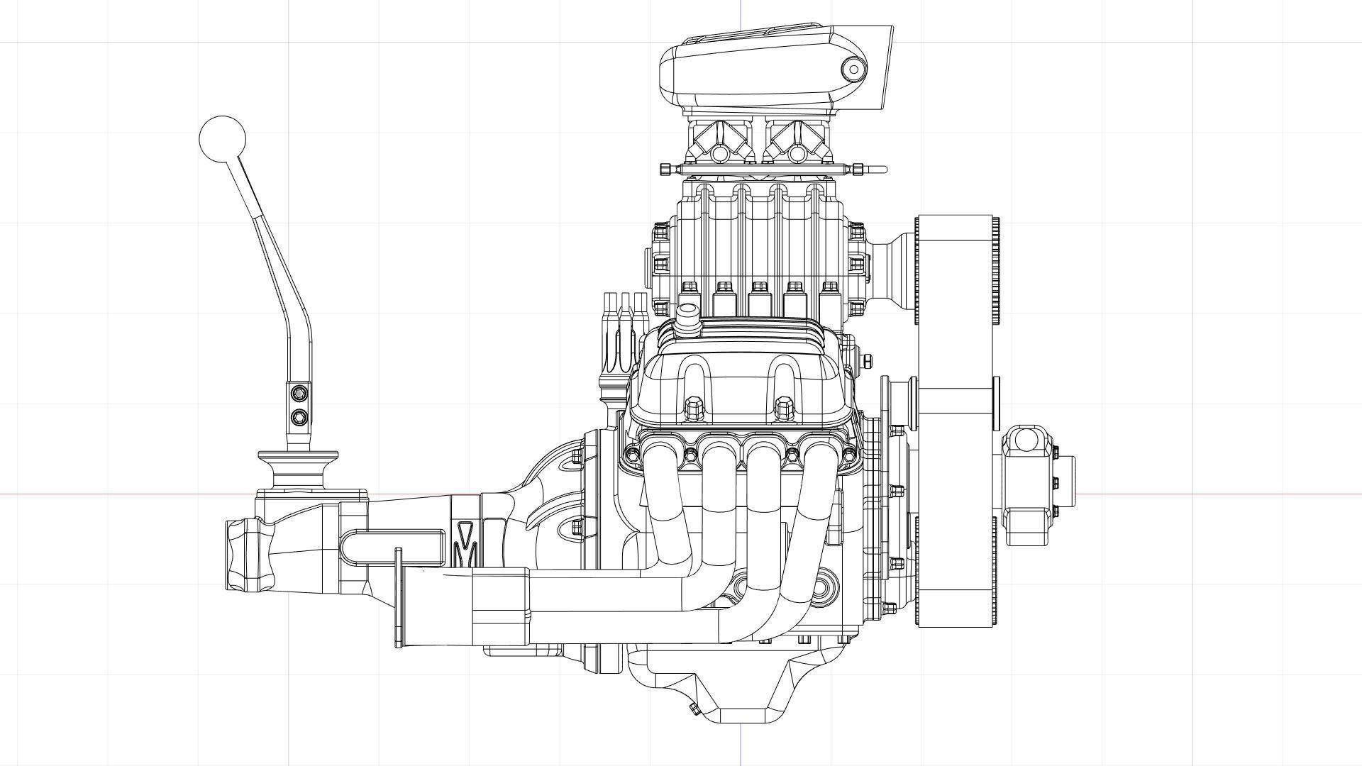 Cartoon V8 HotRod engine 3D model | CGTrader