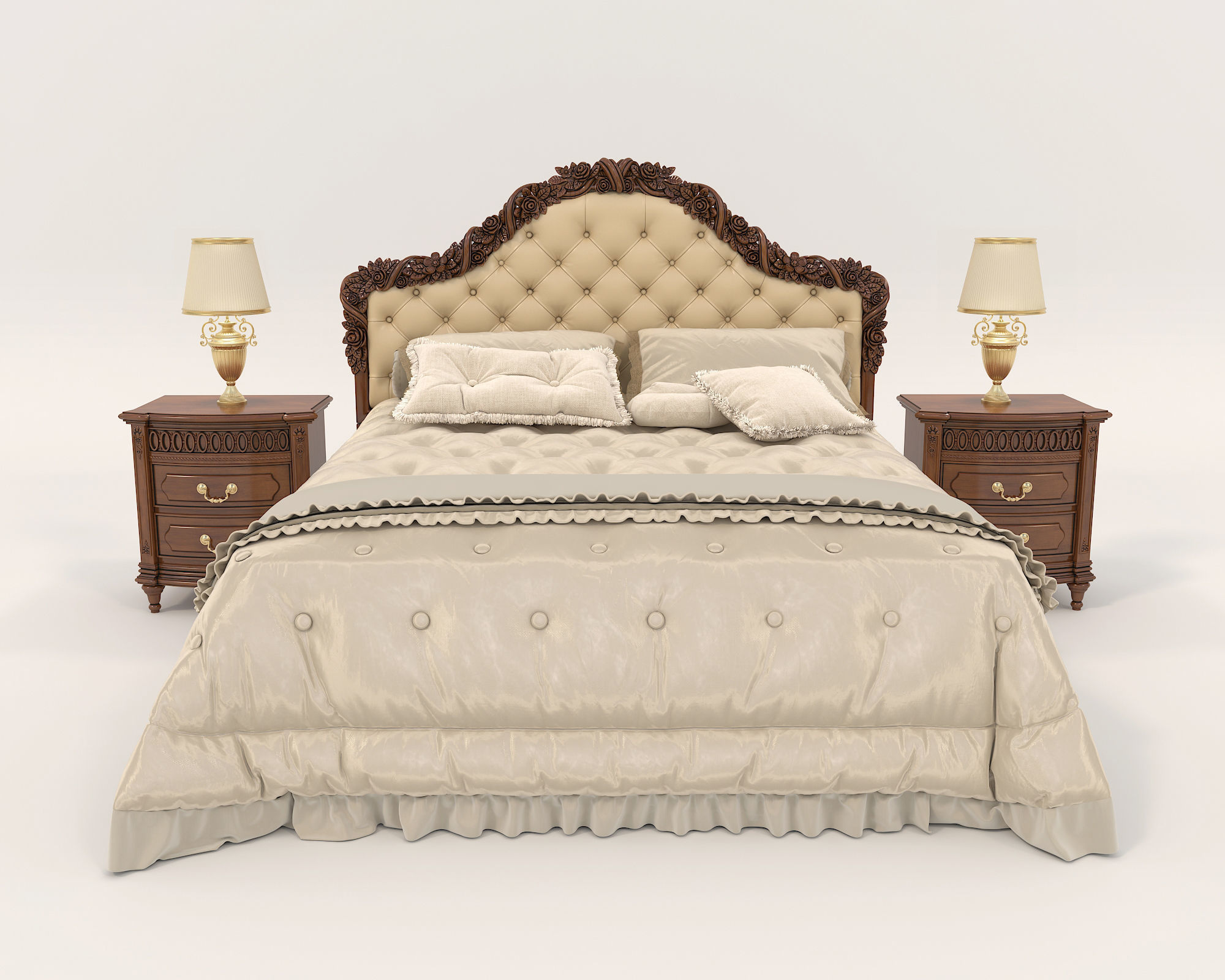 European Style Bed Set 17 3D model CGTrader