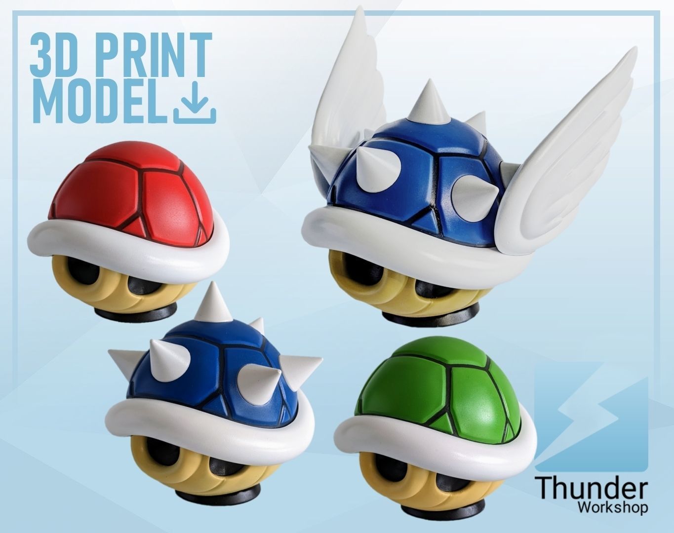 Mario Kart Shells 3D PRINTABLE STATUES 3D model 3D printable CGTrader
