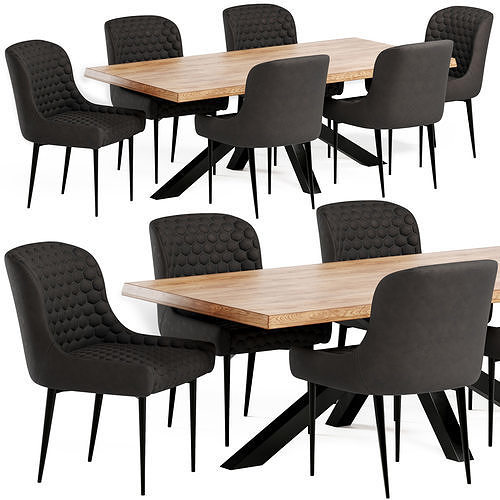 Osaka Dining Table and Chairs 3D model CGTrader