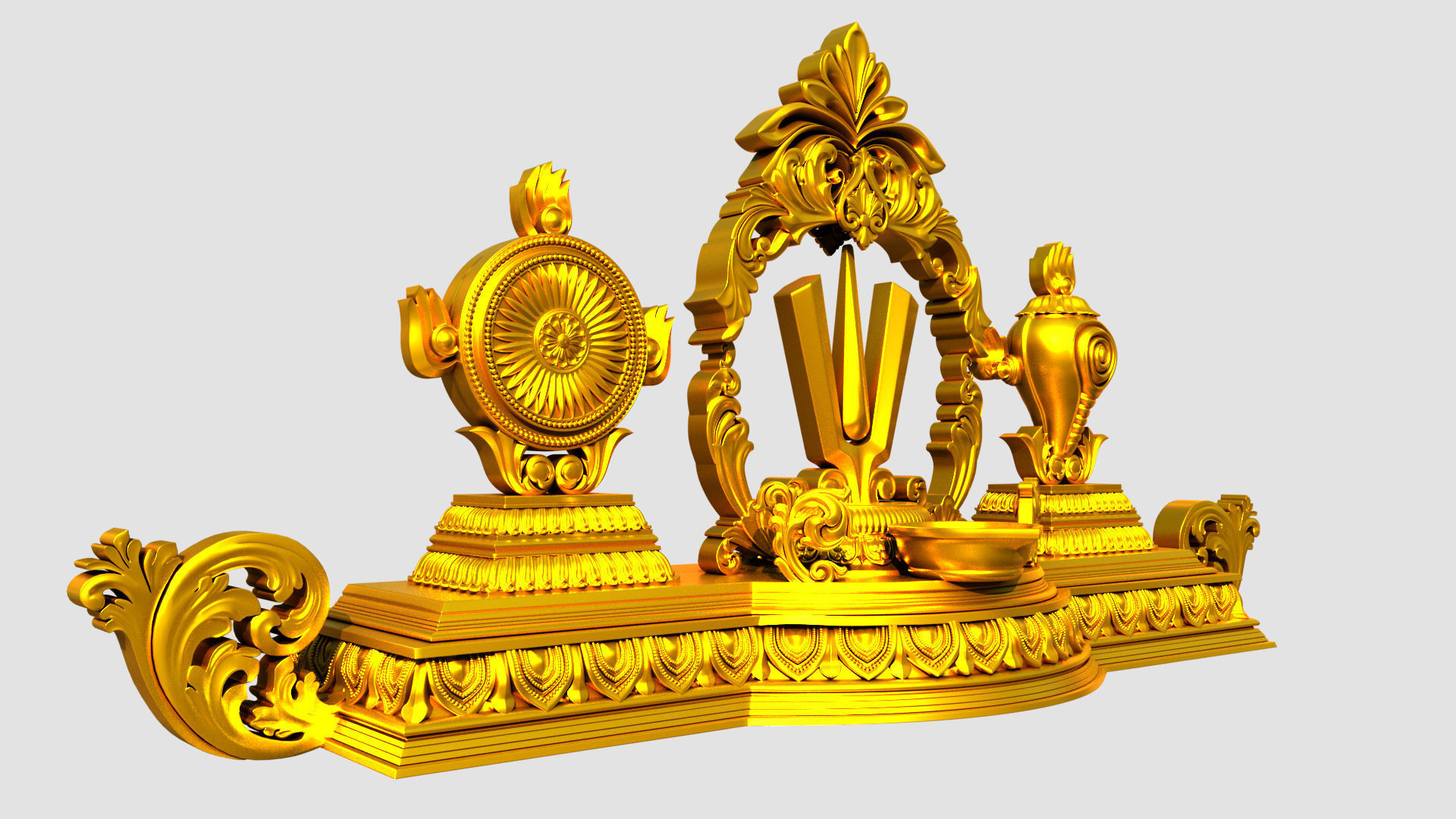 Naama Model oil lamp shanku chakra naama balaji 3D model | CGTrader