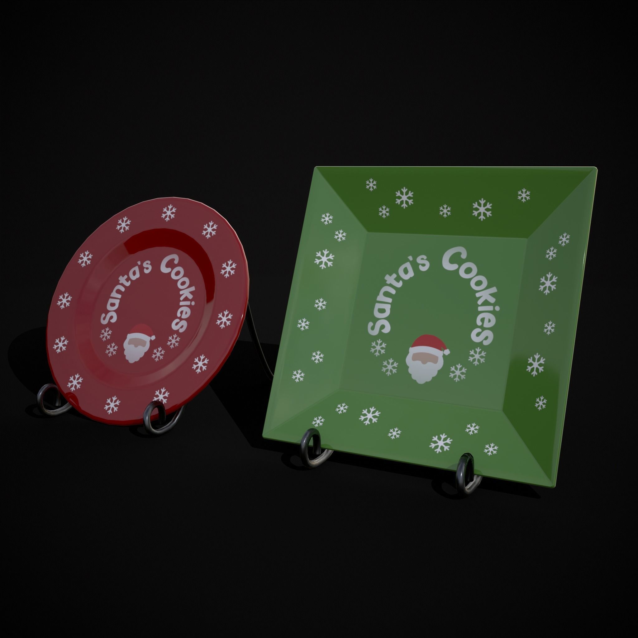 3D model Red and Green Christmas Plates VR / AR / lowpoly CGTrader
