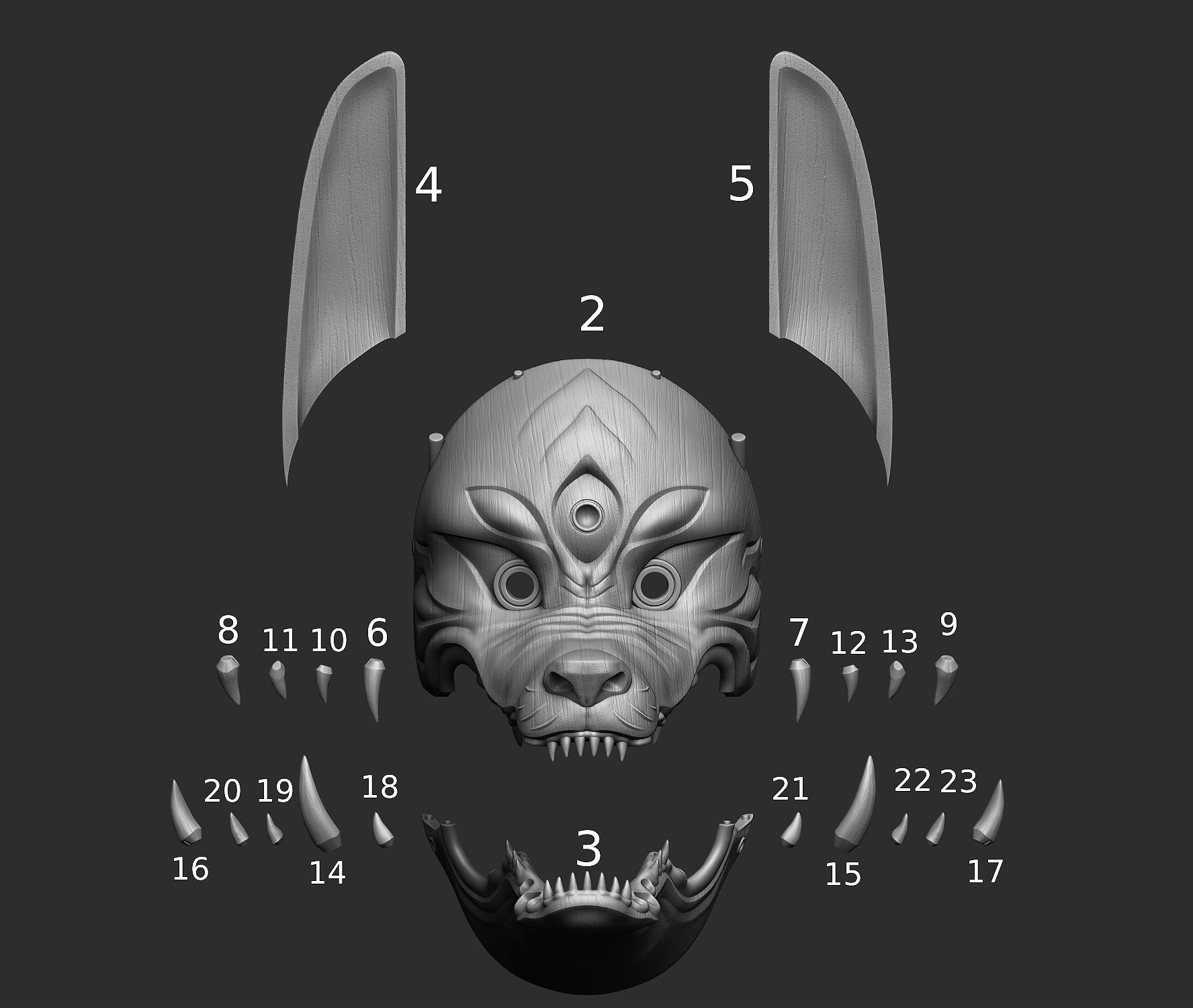 Kitsune Mask from Ghost of Tsushima 3D model 3D printable CGTrader