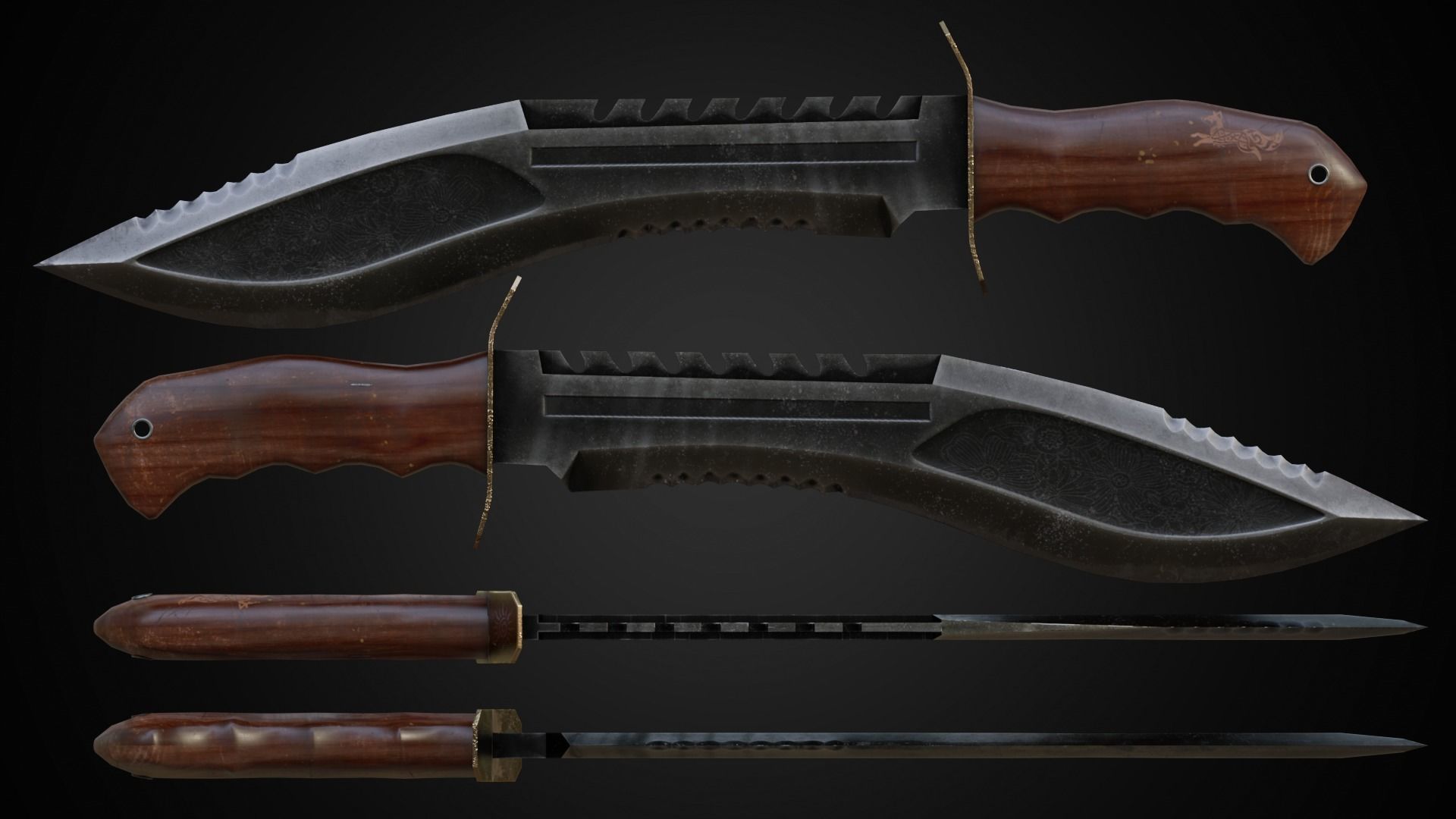 3D model Kukri knife skin standoff 2 VR / AR / lowpoly CGTrader