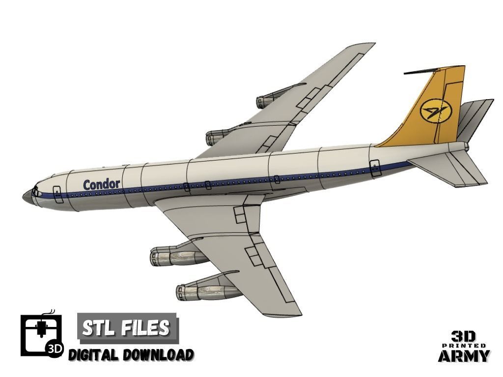 Boeing 707-320 - 3D printed scale model - STL files 3D model 3D ...
