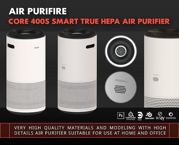 Core 400s Smart True Hepa Air Purifier Core 400S Smart True HEPA Air Purifier 3D model | CGTrader