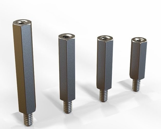 M4 Hexagonal Stud Connector ScrewNut 3D model 3D printable CGTrader