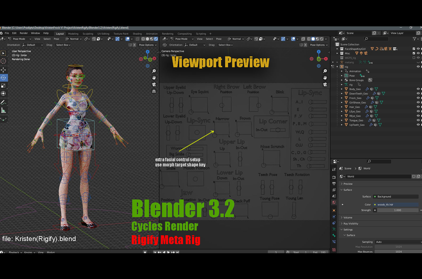 3D model Kristen Cartoon Girl Rig V1 VR / AR / low-poly | CGTrader