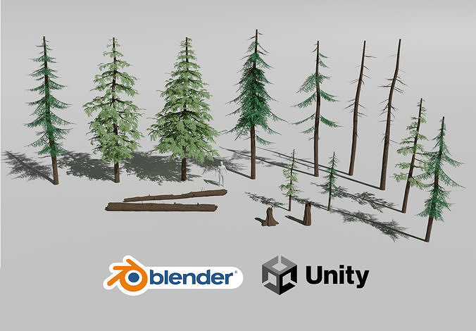 3D model Pine Trees - 3D Pack High Quality Low-Poly Models VR / AR ...