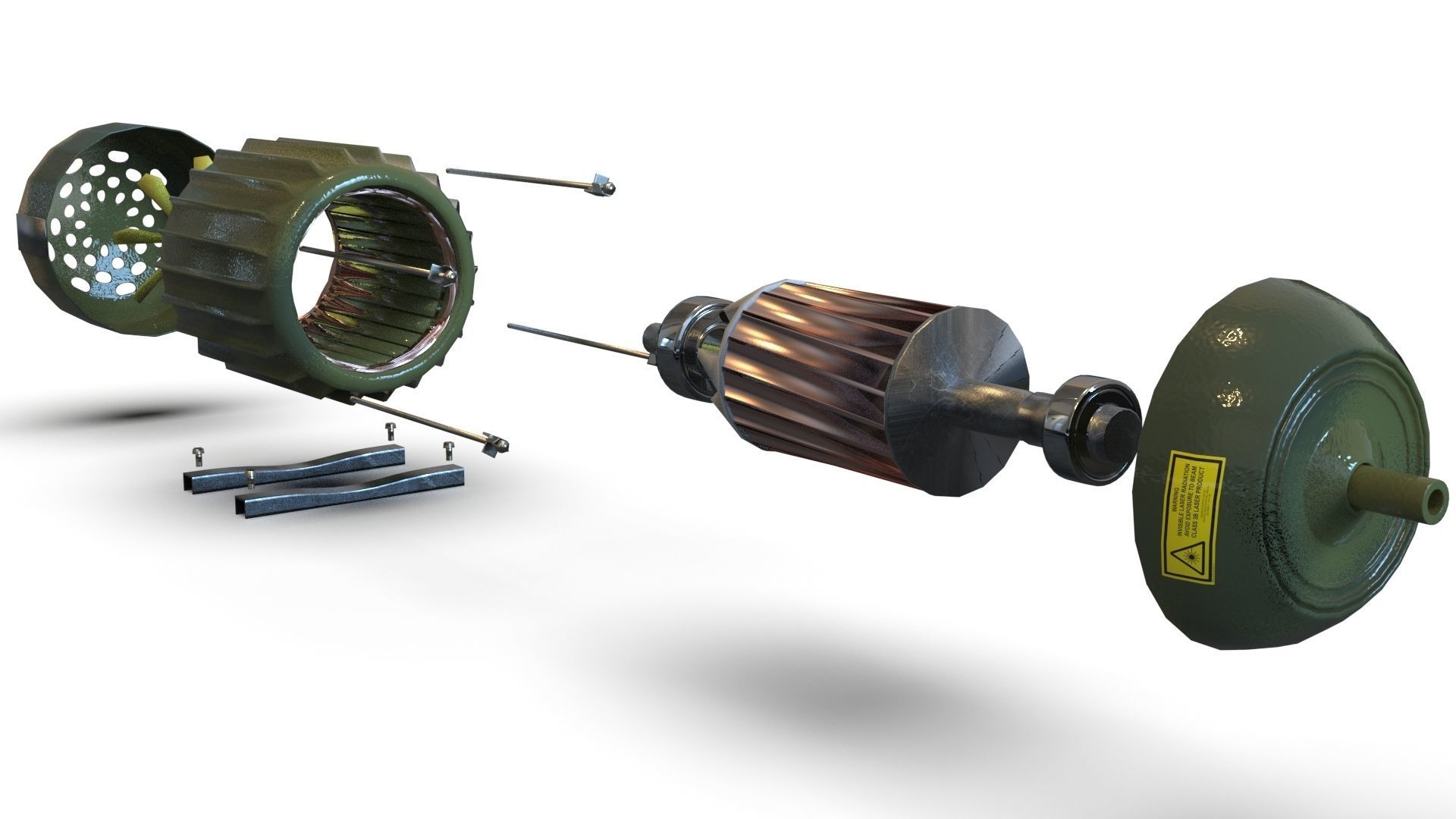 Electric motor stator rotor armature winding exploded model 3D model