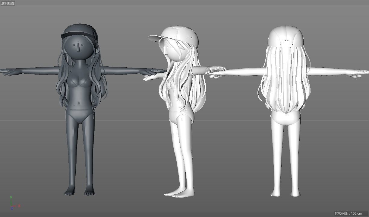 cartoon girl in bikini 3D model CGTrader