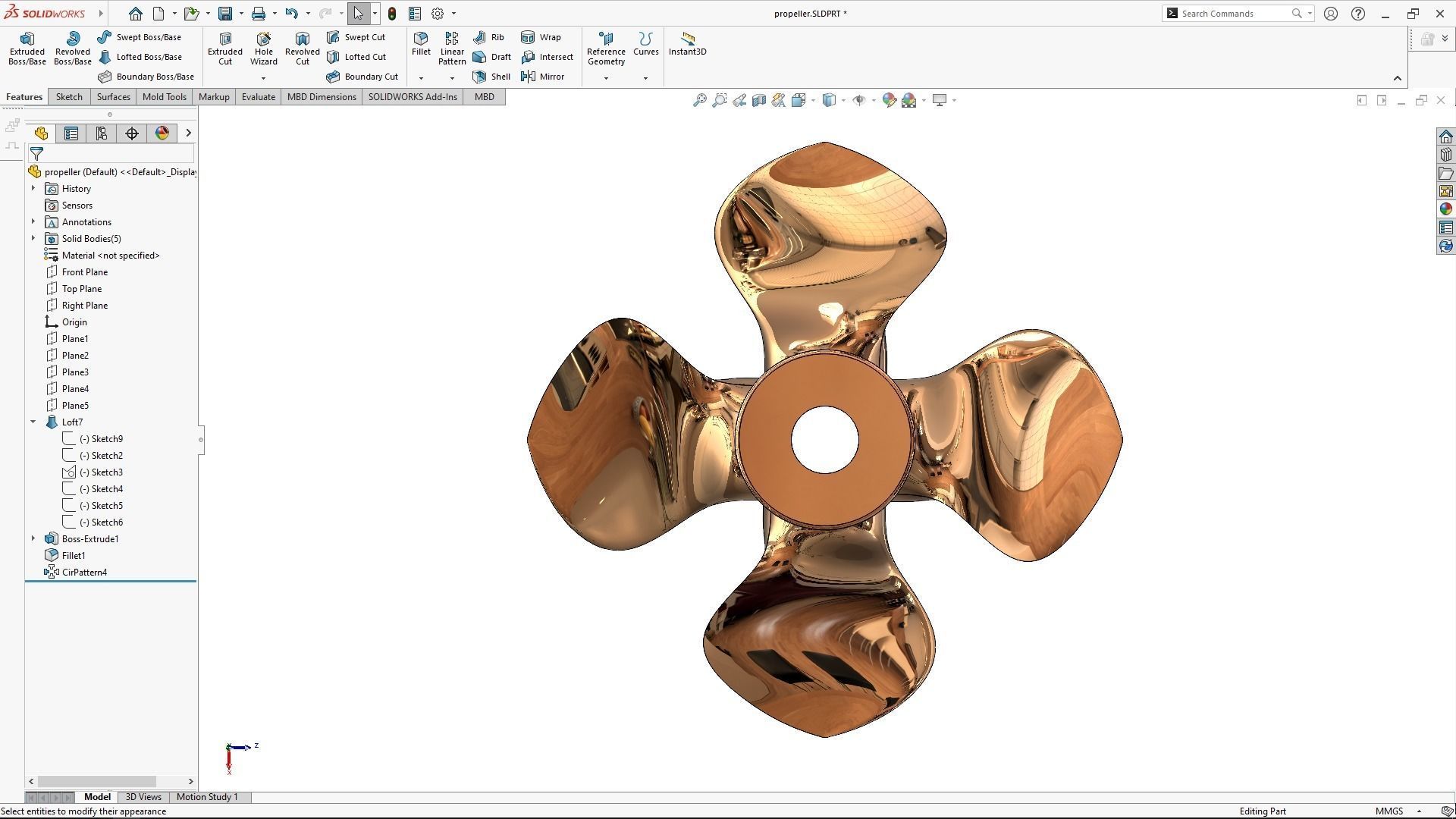 HighPerformance Revolutionary SolidWorks Propeller Design 3D model 3D