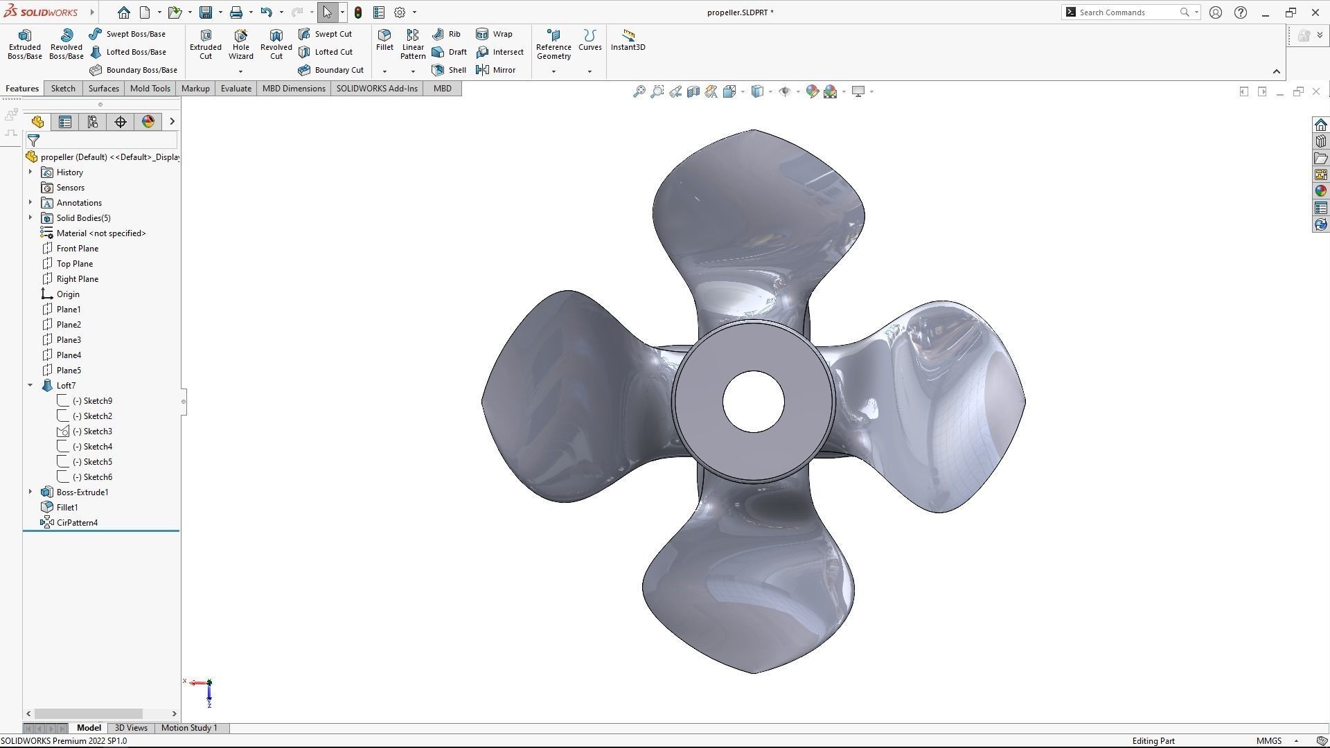 HighPerformance Revolutionary SolidWorks Propeller Design 3D model 3D