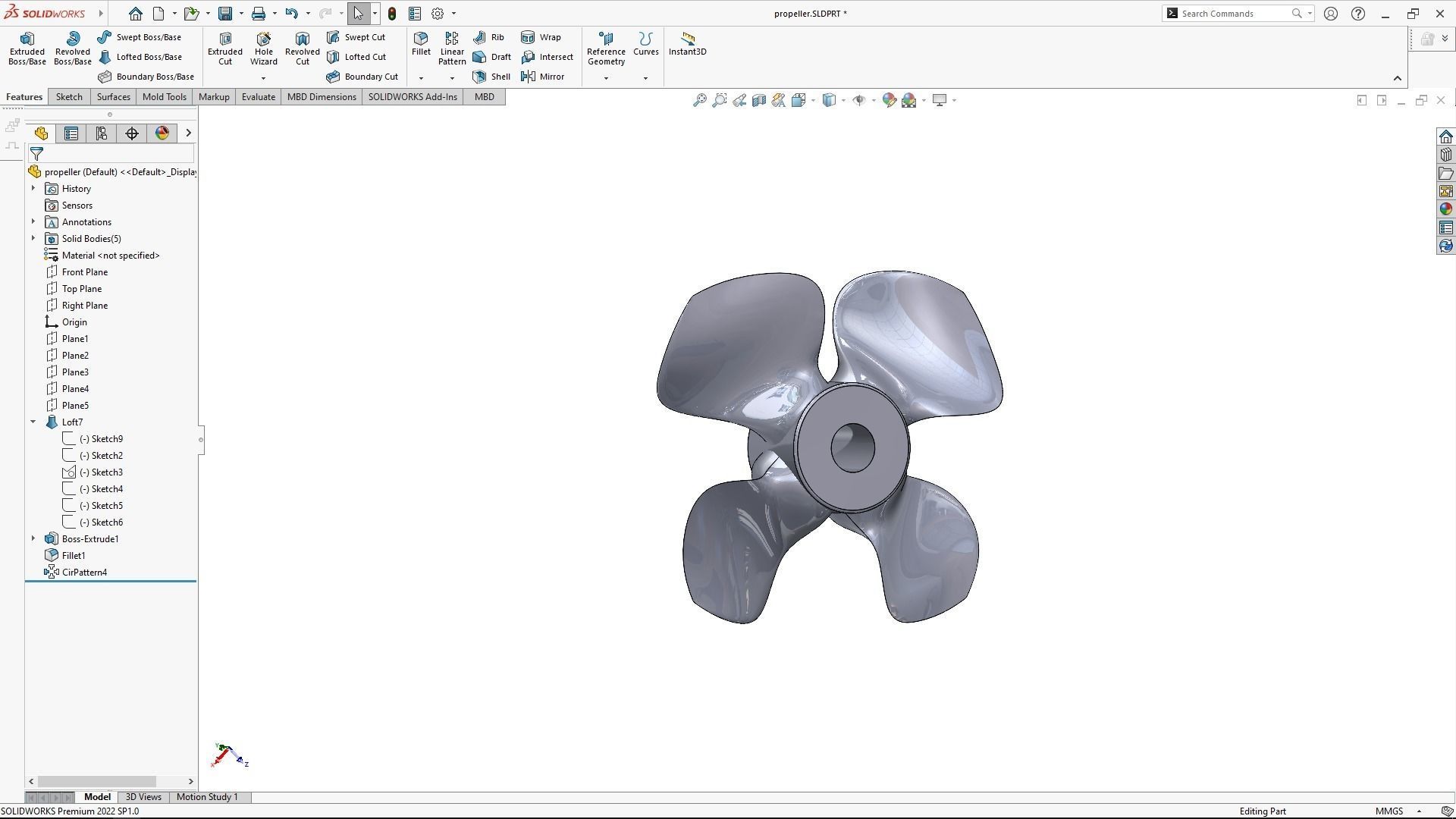 HighPerformance Revolutionary SolidWorks Propeller Design 3D model 3D