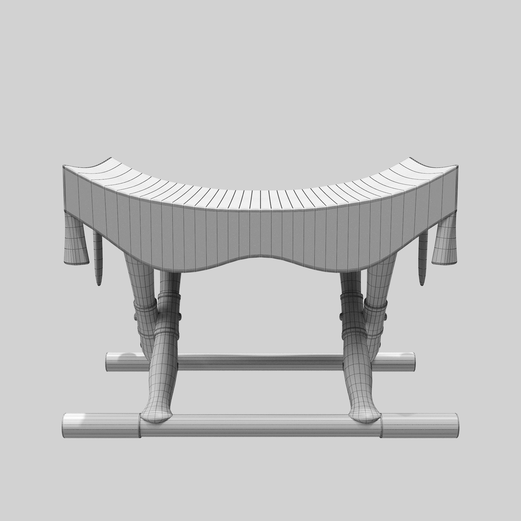 Egyptian Furniture Kit Folding Stool Leopard Skin 3D model CGTrader