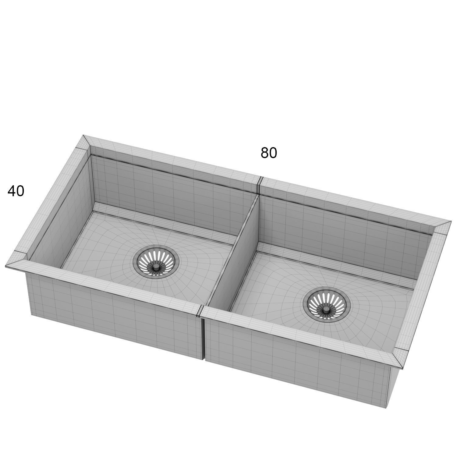 Top mounted rectangular sink with divider 3D model CGTrader