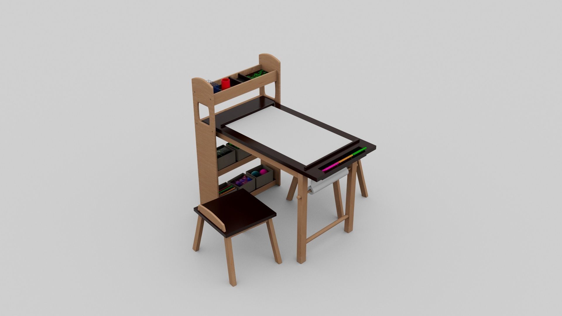 Kids Drawing Desk01 3D model CGTrader