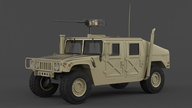 Humvee military vehicle with gun on top 3D model | CGTrader