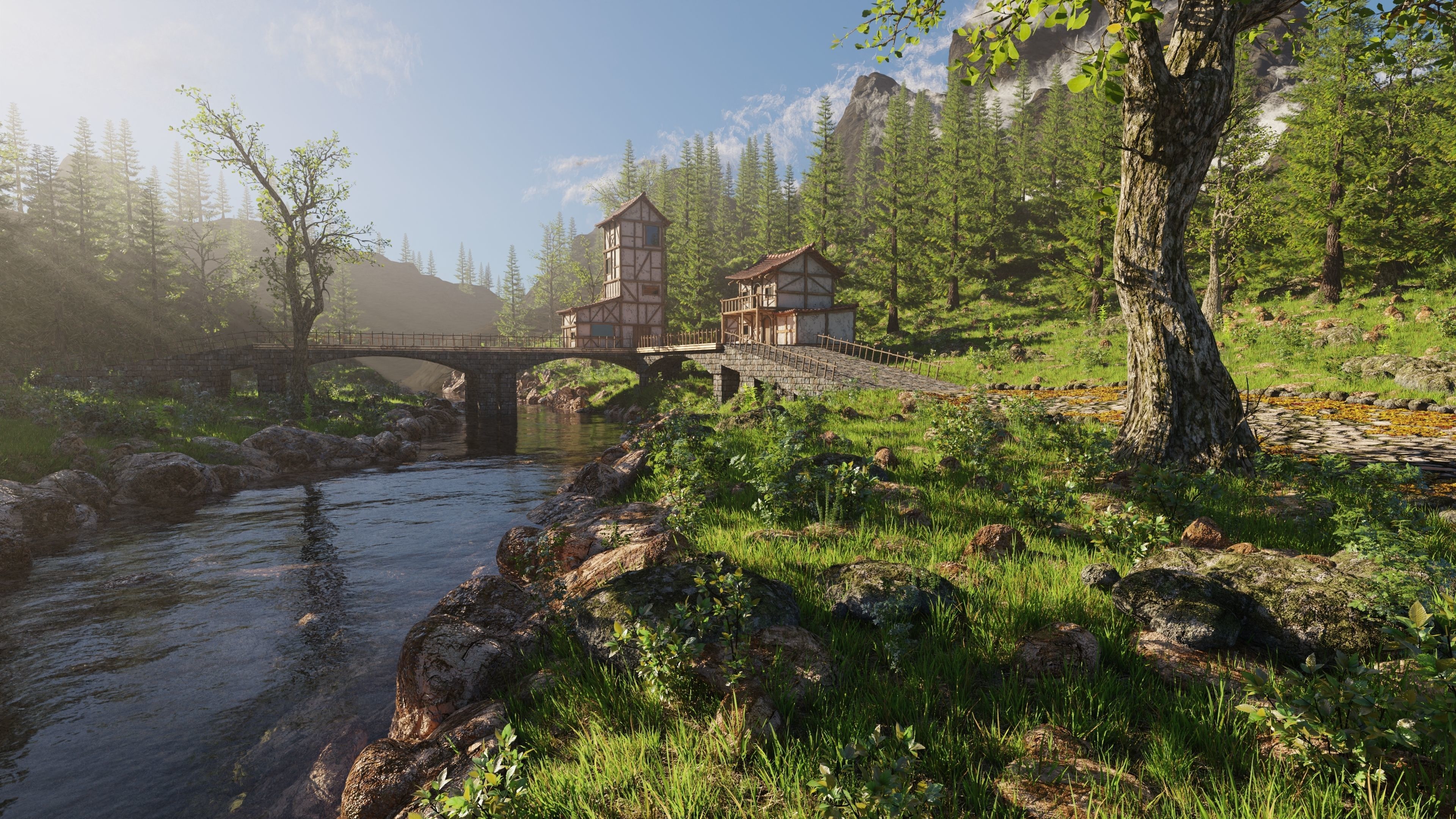 Medieval Bridge Scene 3D model | CGTrader