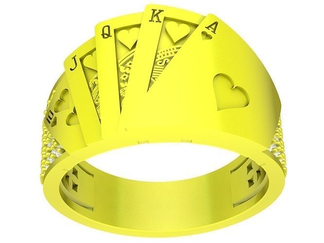 luxury diamond playing card 10 J Q K unisex ring 4332 3D model 3D