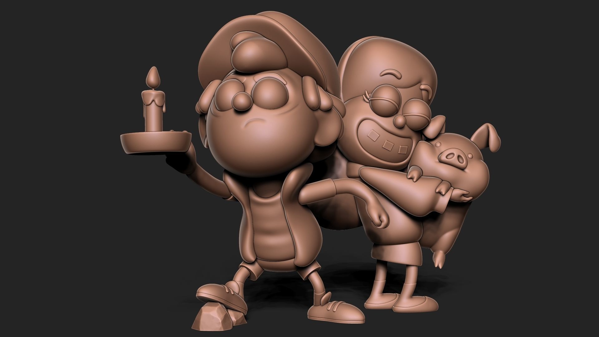 Dipper and Mabel Pines Gravity Falls 3D model 3D printable CGTrader