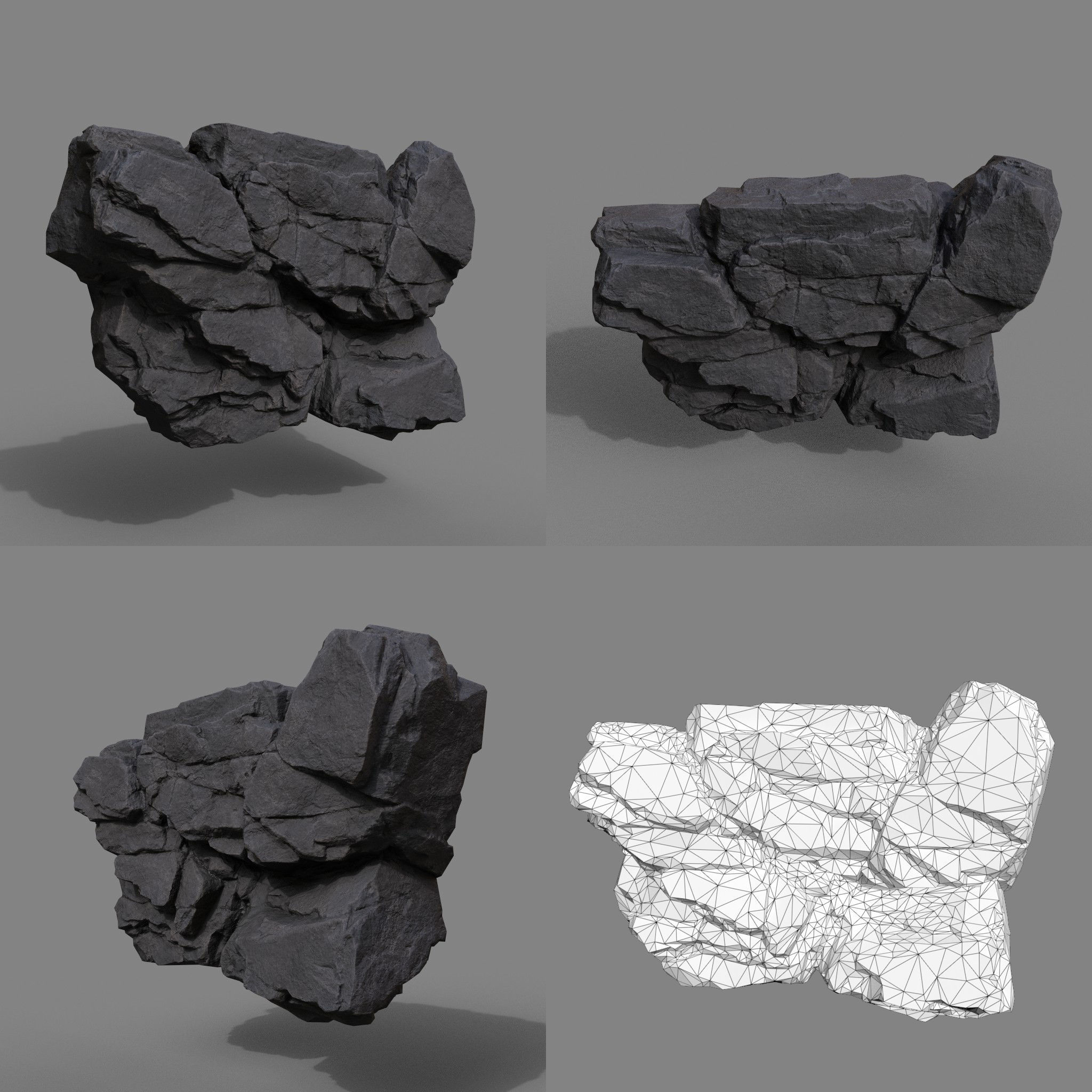 3D model Low Poly Black Cliff Face 221208 - Ultra HD 16K Texture VR ...