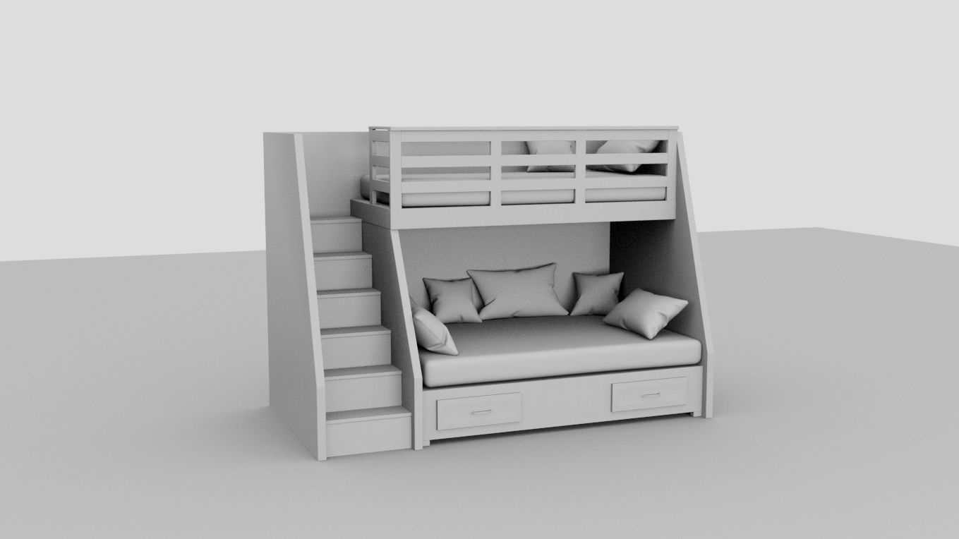 Bunk Bed with Stairs 3D model CGTrader