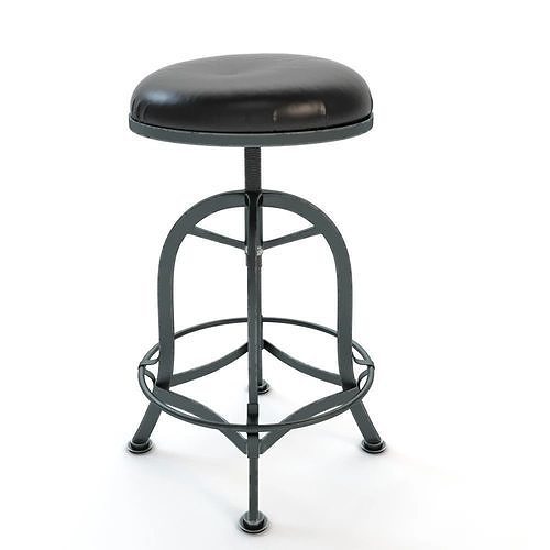 Adjustable Industrial Bar Stool 3D model CGTrader