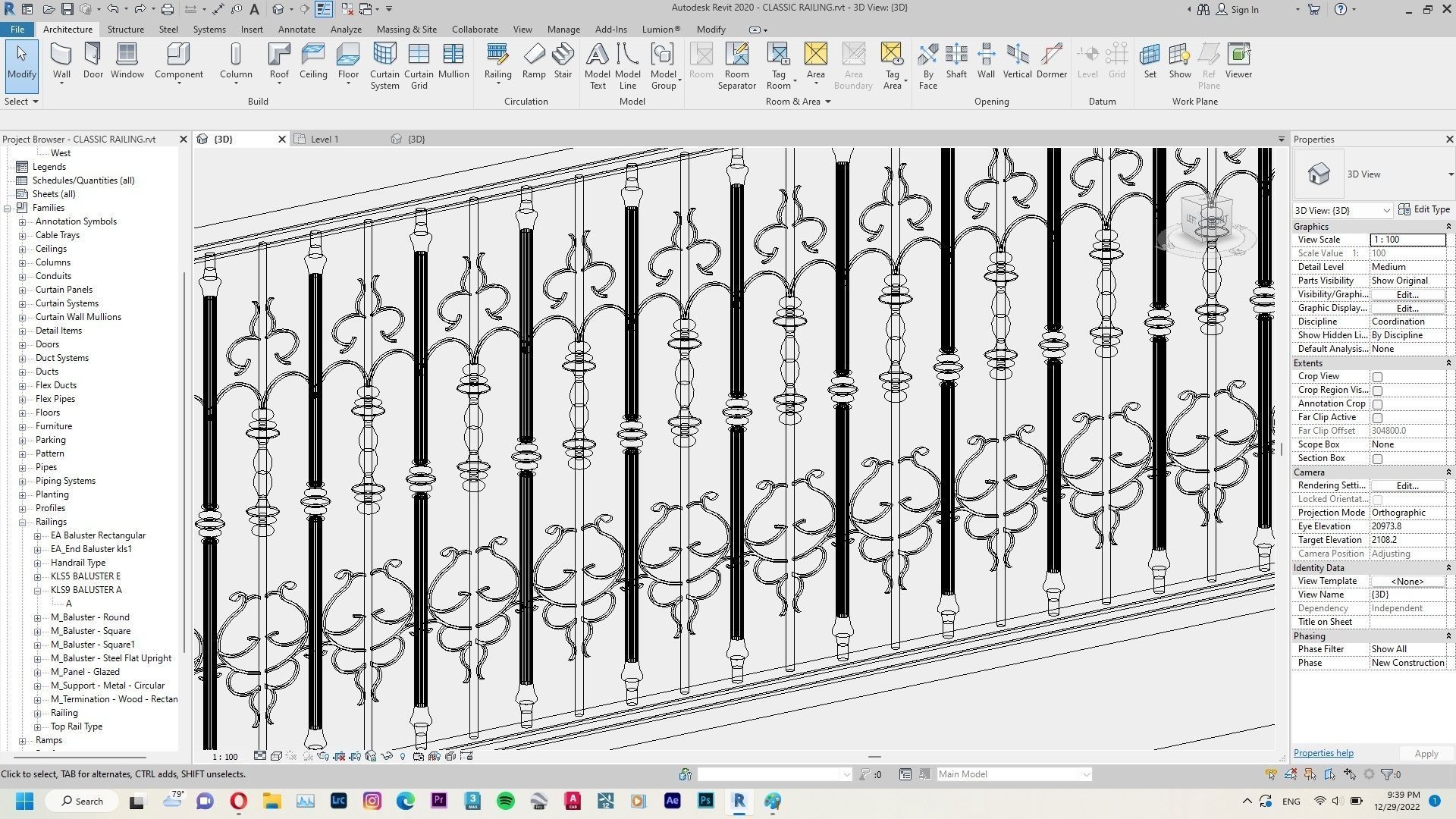 Classic Railing Revit Family 3D model CGTrader