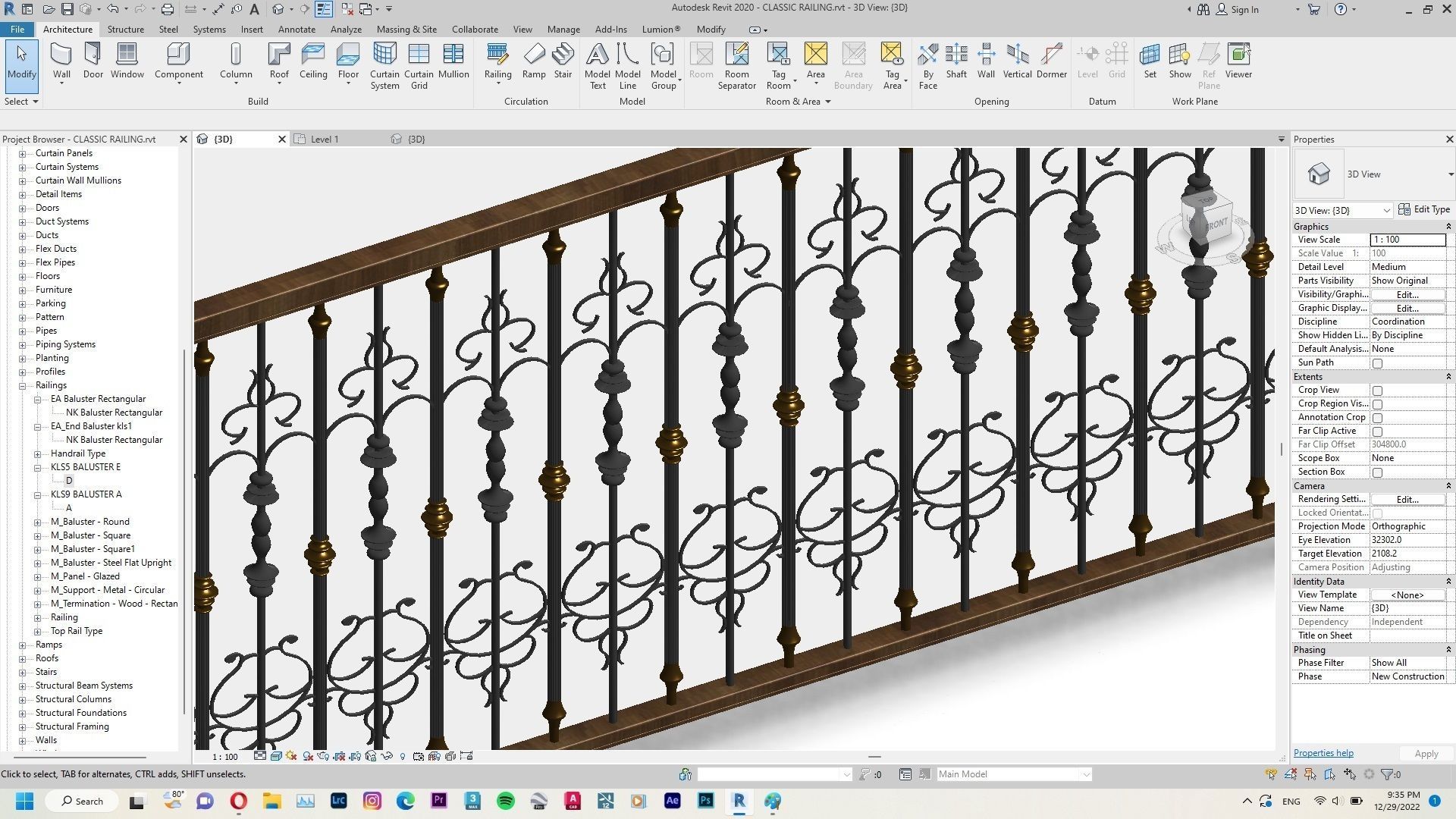 Classic Railing Revit Family 3D model CGTrader