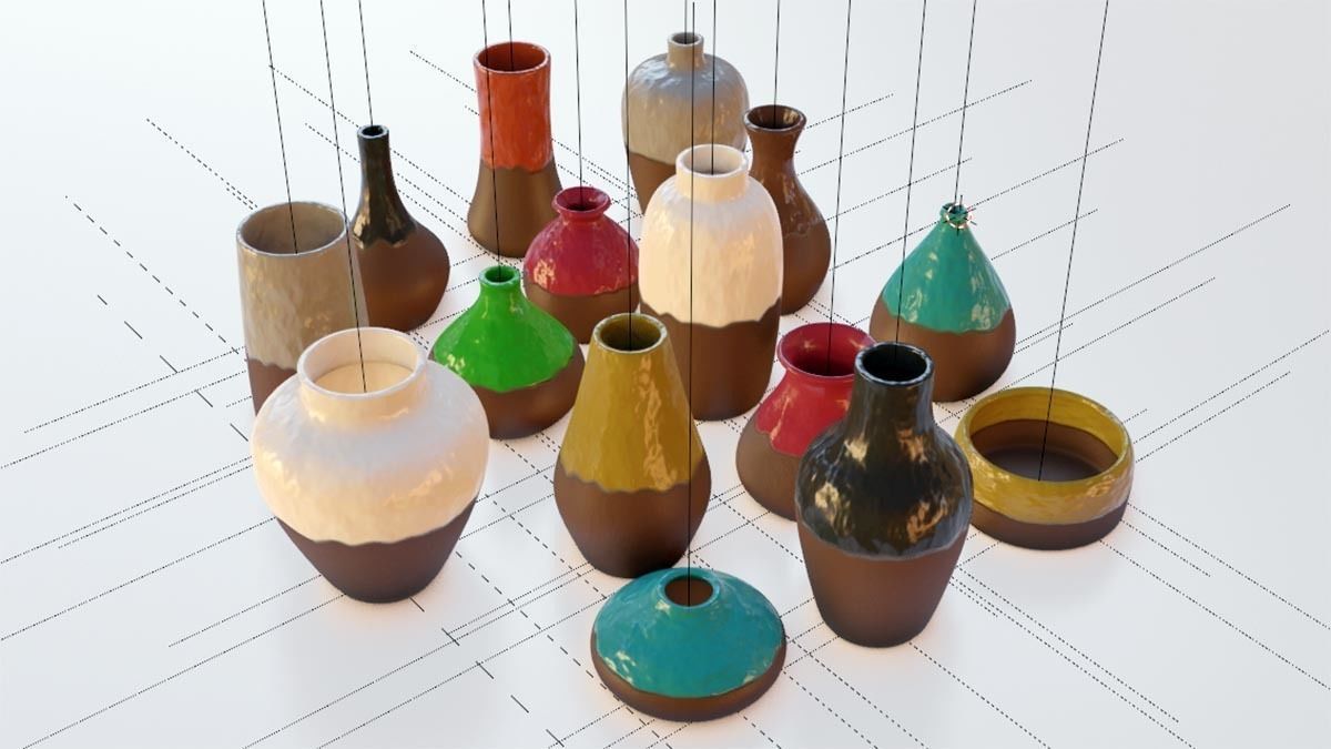 3D model Vases 15 Full Colorful Collection LowPoly Game Ready